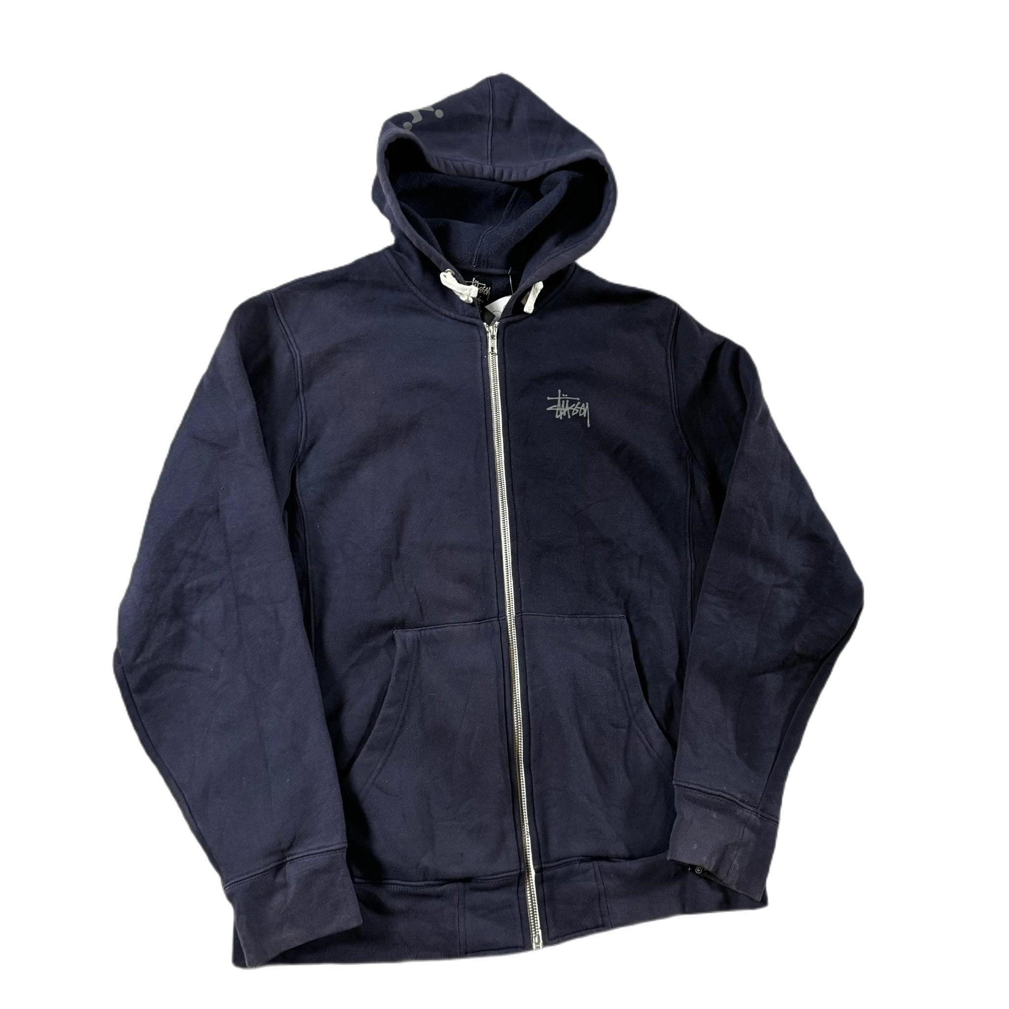 Navy Blue Stussy Zip Up Hoodie - L