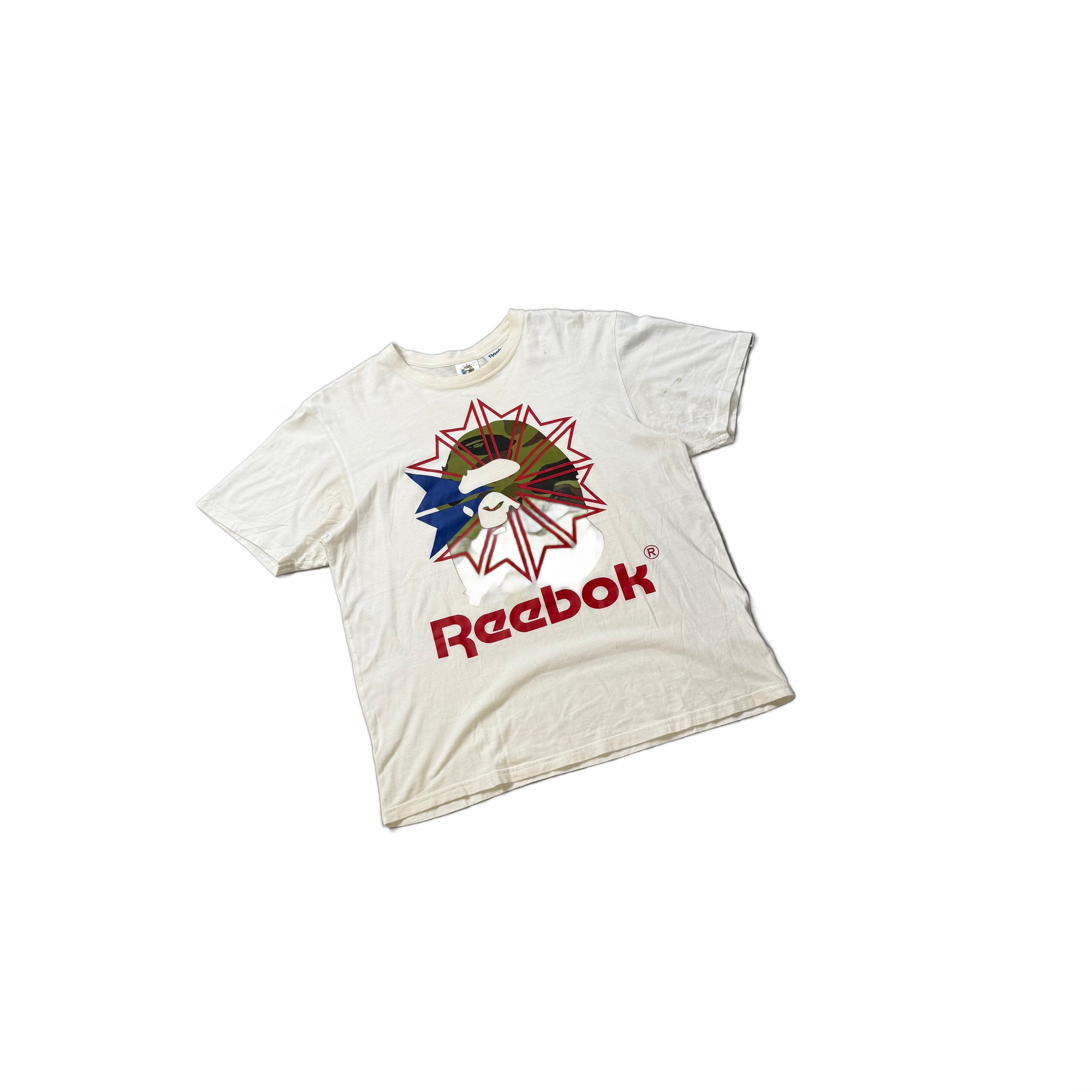White A Bathing Ape (BAPE) x Reebok Tee - L