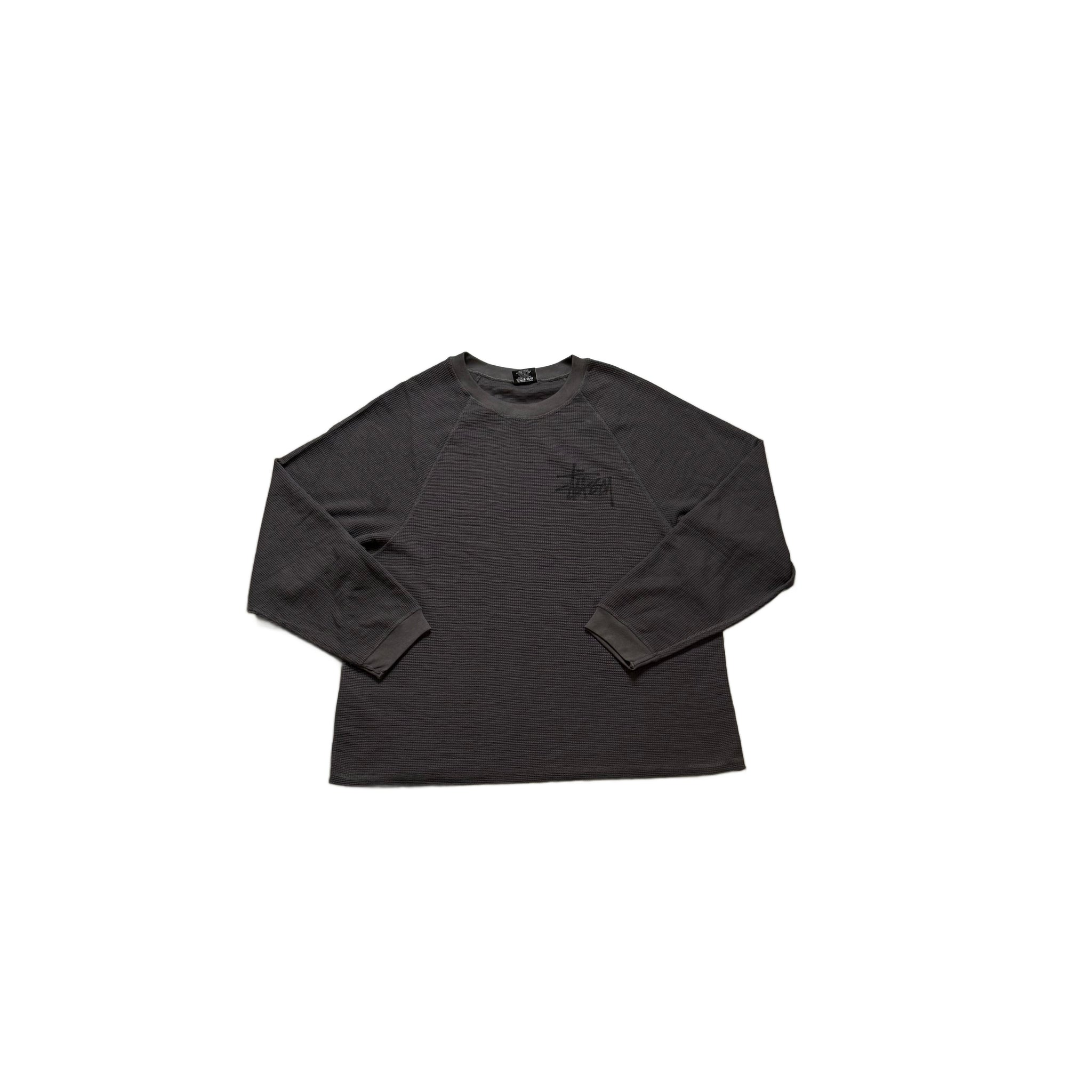 Black Stussy Waffle Long Sleeve Tee - XL