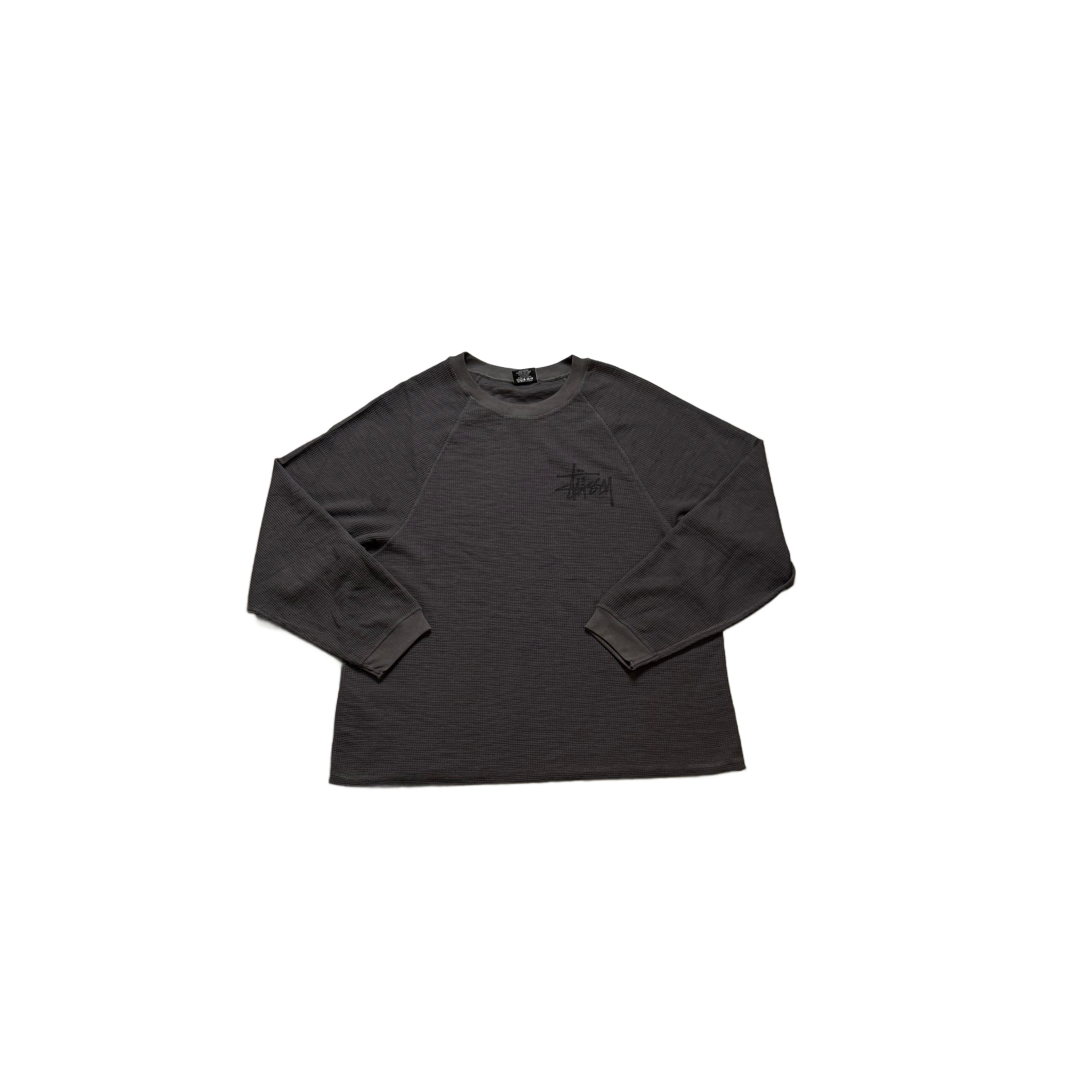 Black Stussy Waffle Long Sleeve Tee - XL