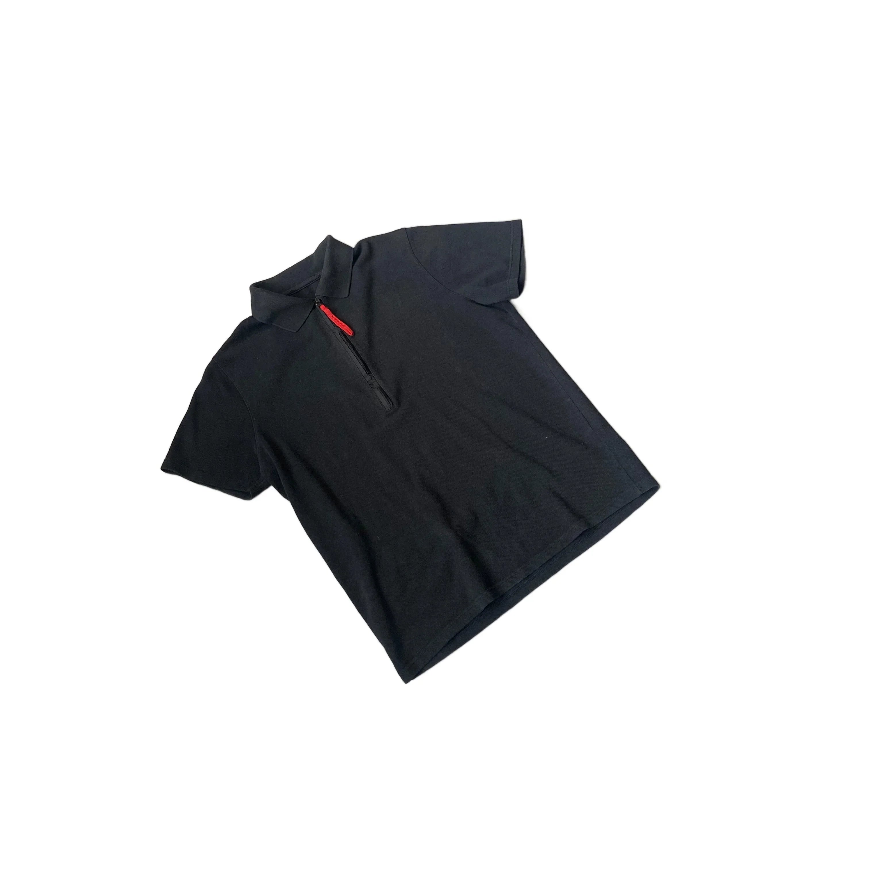 Vintage Black Prada 1/4 Zip Polo Shirt - S