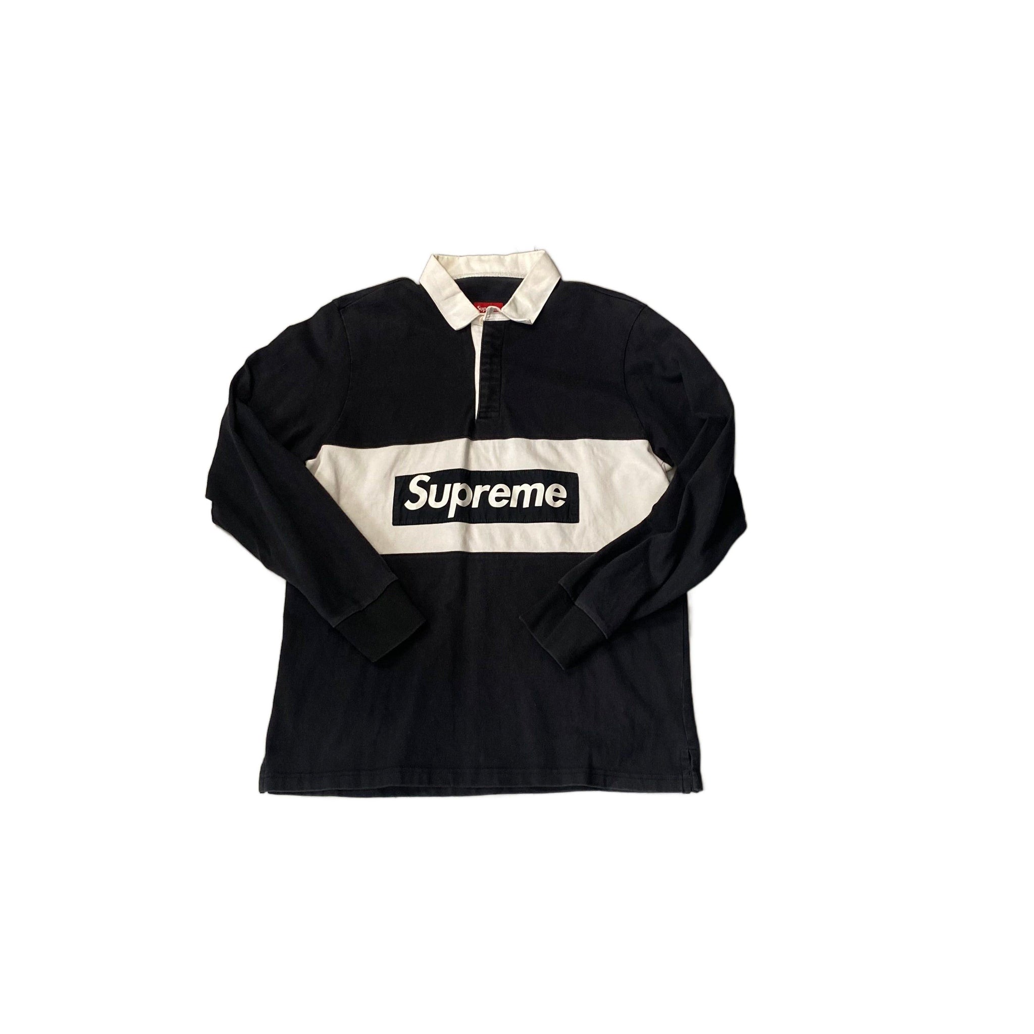 Black + White Supreme Long Sleeve Polo - XL