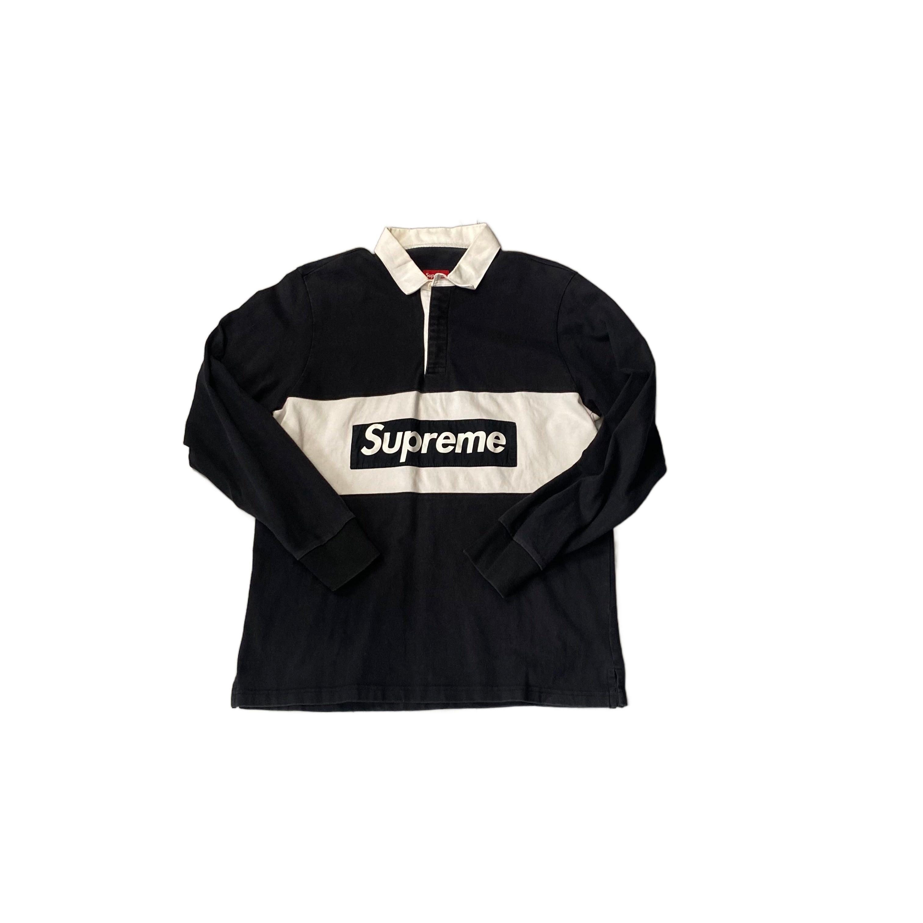 Black + White Supreme Long Sleeve Polo - XL
