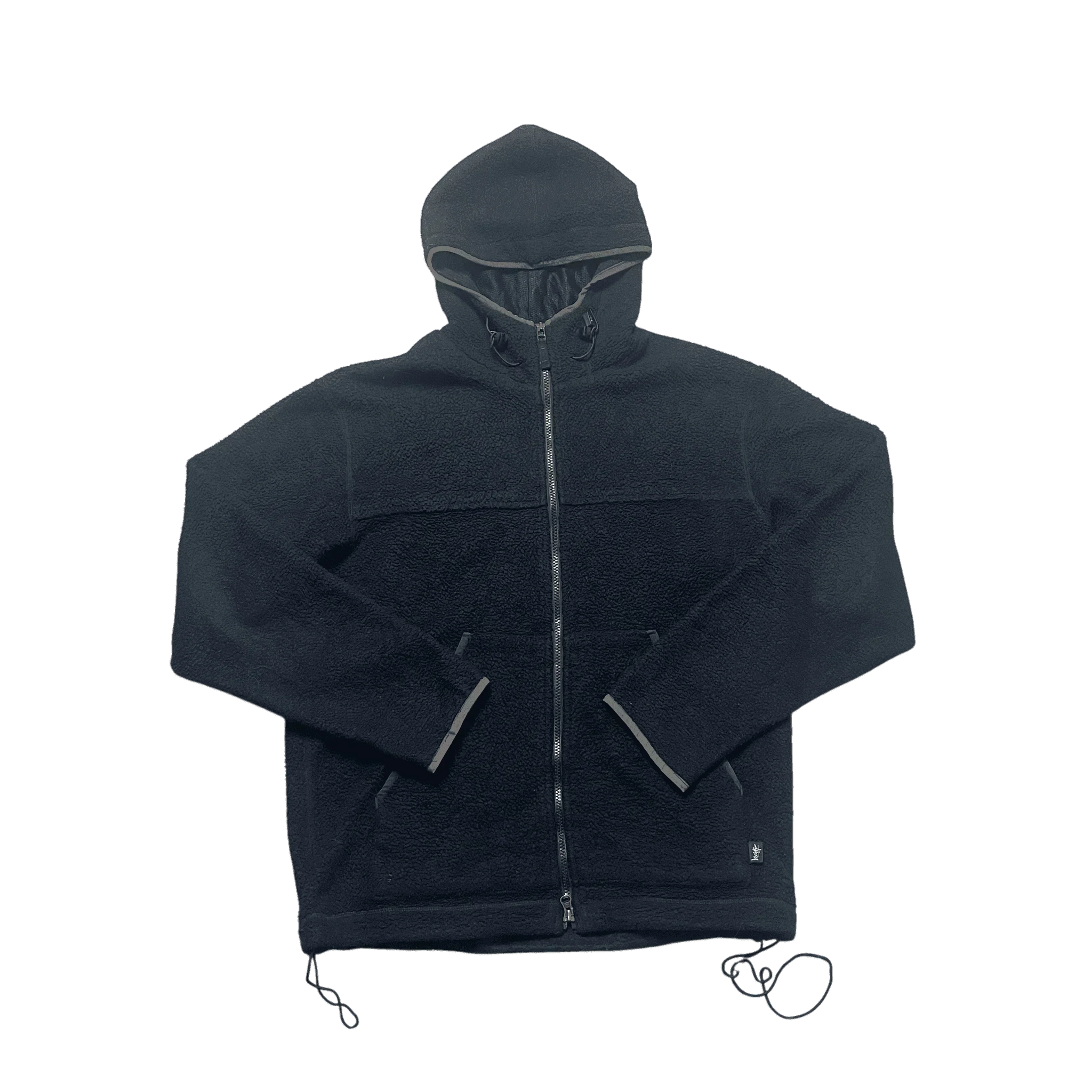 Black Stussy Fleece Full Zip Hoodie - L