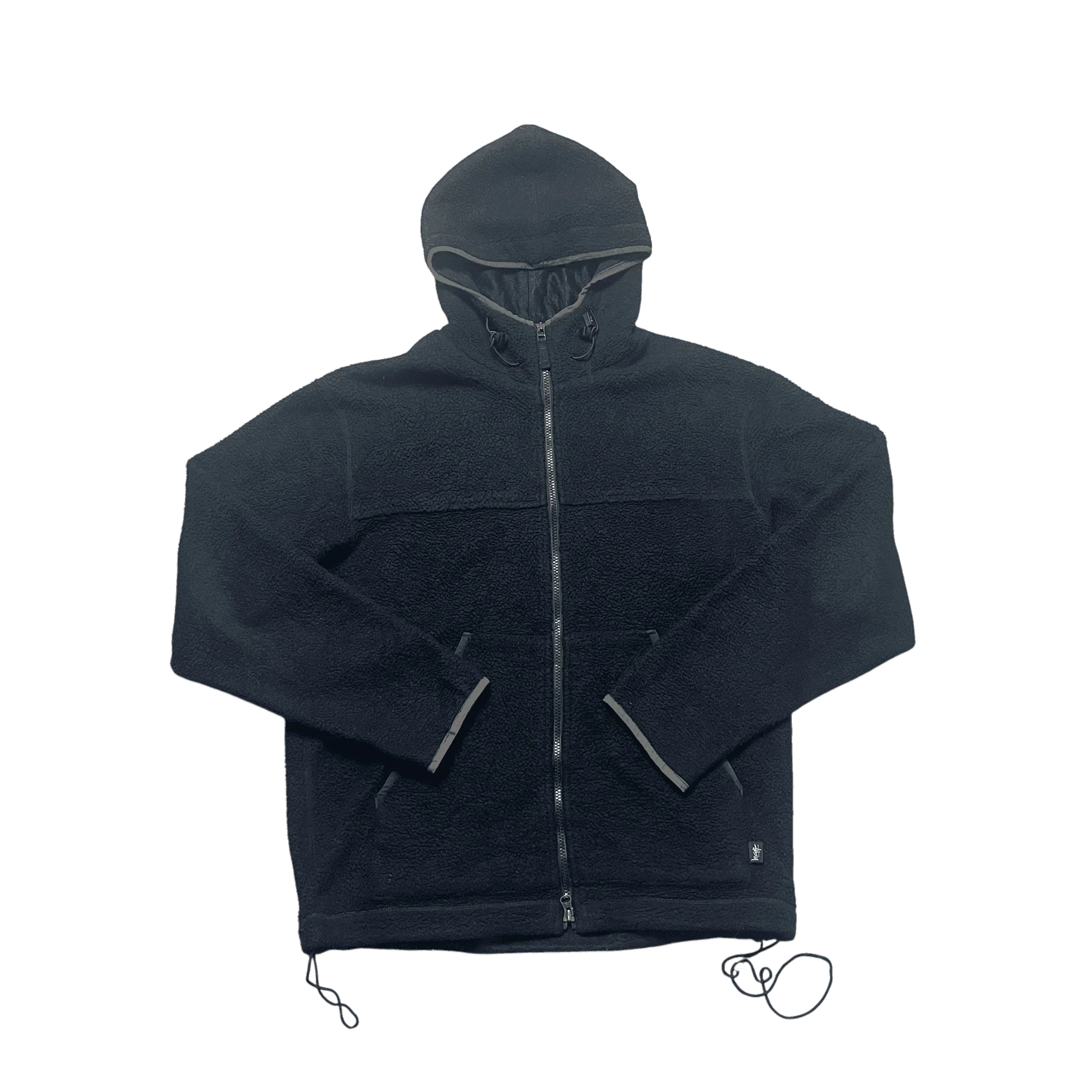 Black Stussy Fleece Full Zip Hoodie - L