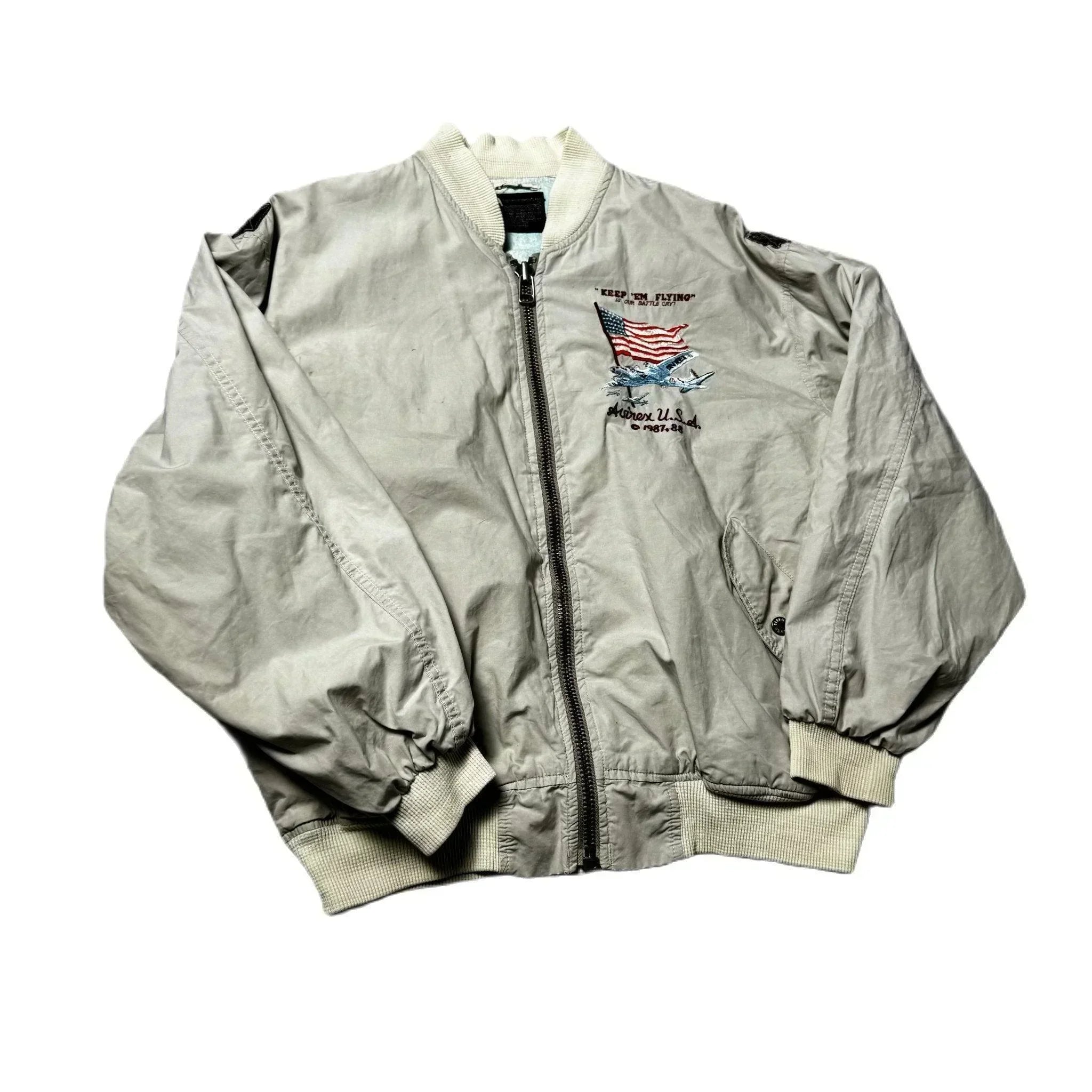 Vintage Cream Avirex Bomber Jacket - M