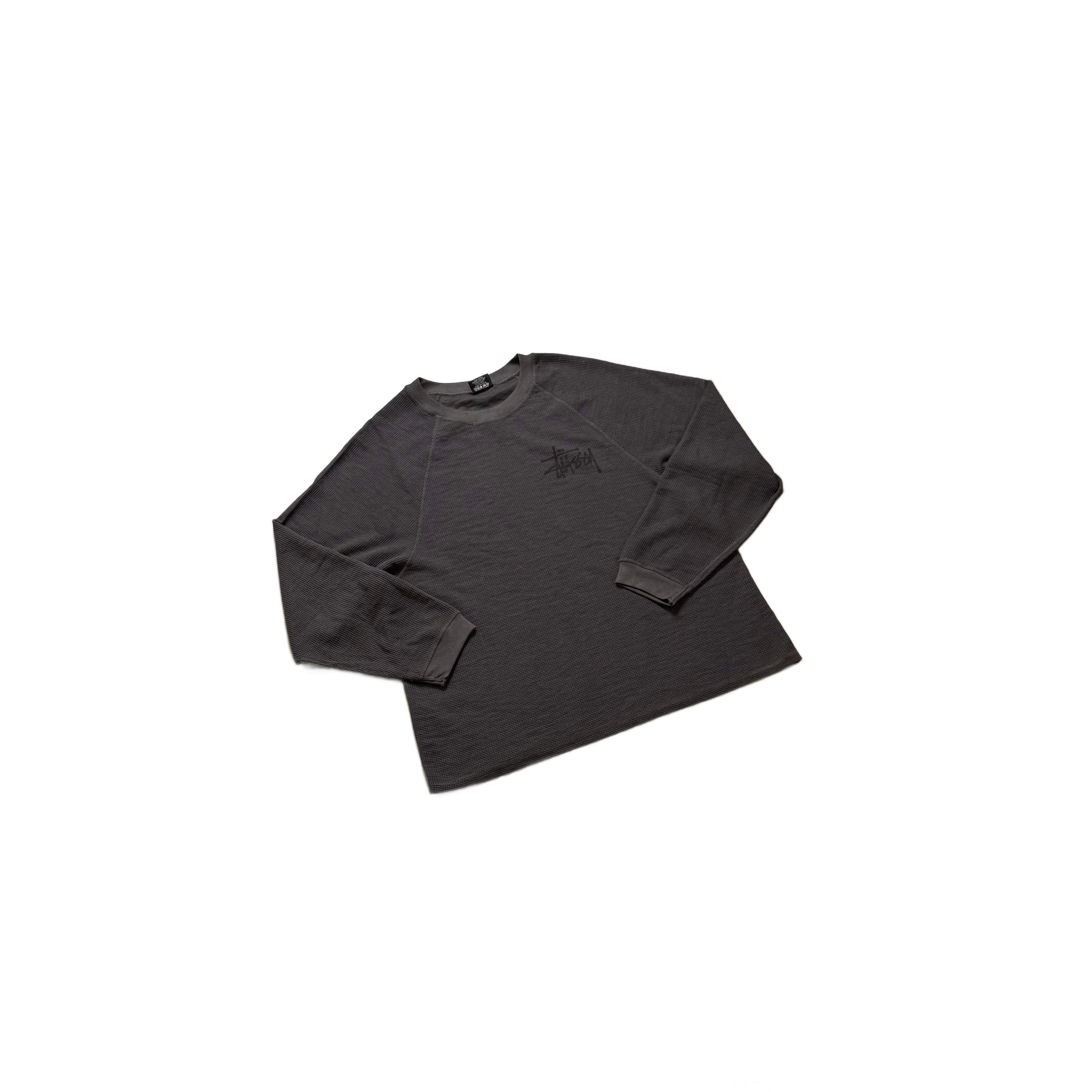 Black Stussy Waffle Long Sleeve Tee - XL