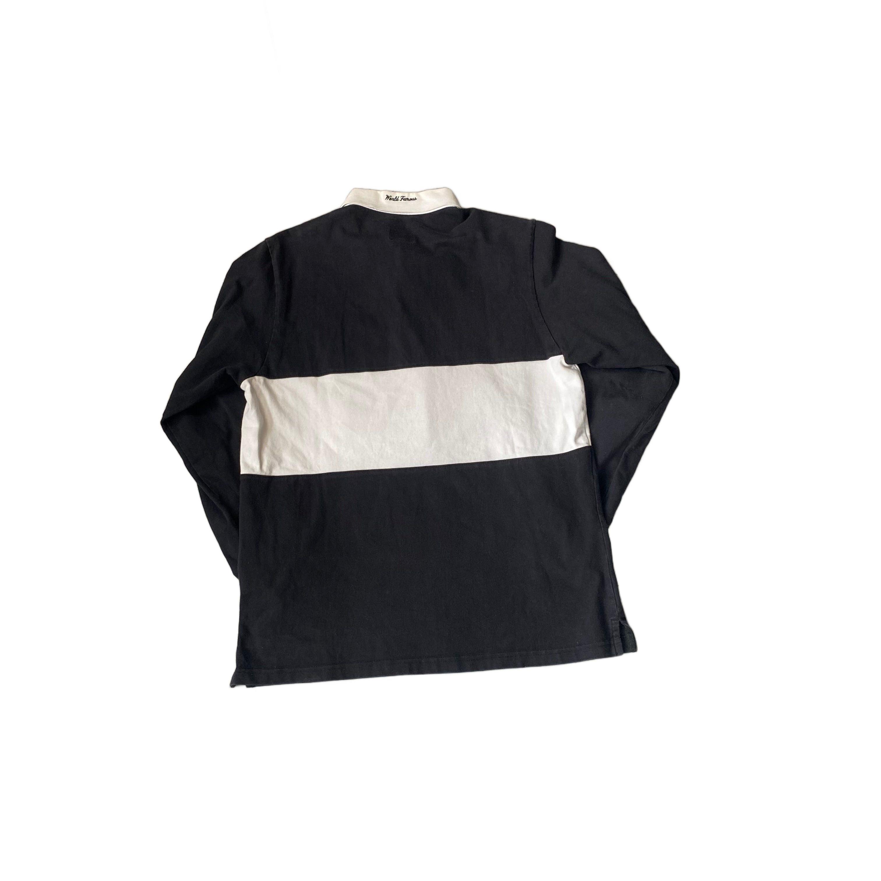 Black + White Supreme Long Sleeve Polo - XL