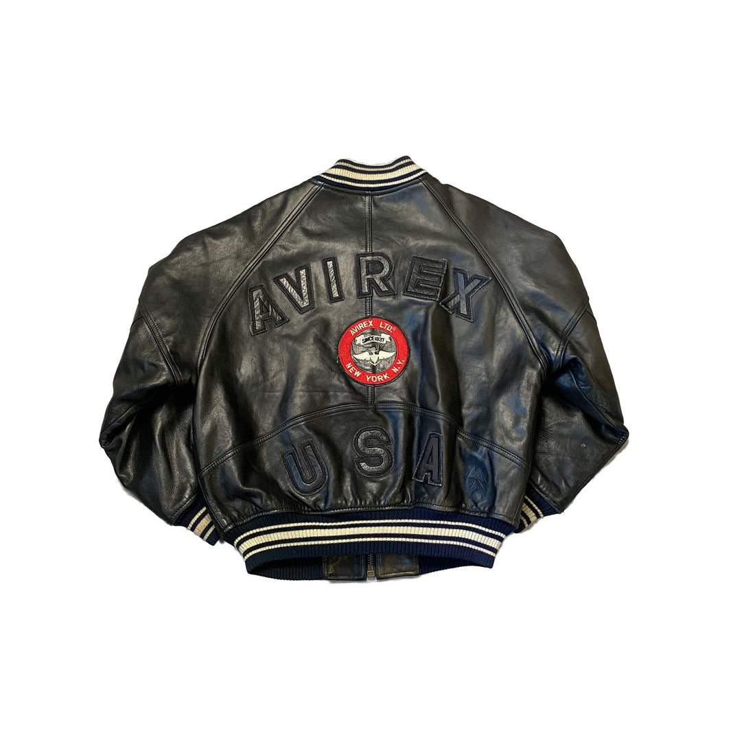 Black Avirex Leather Jacket - XS