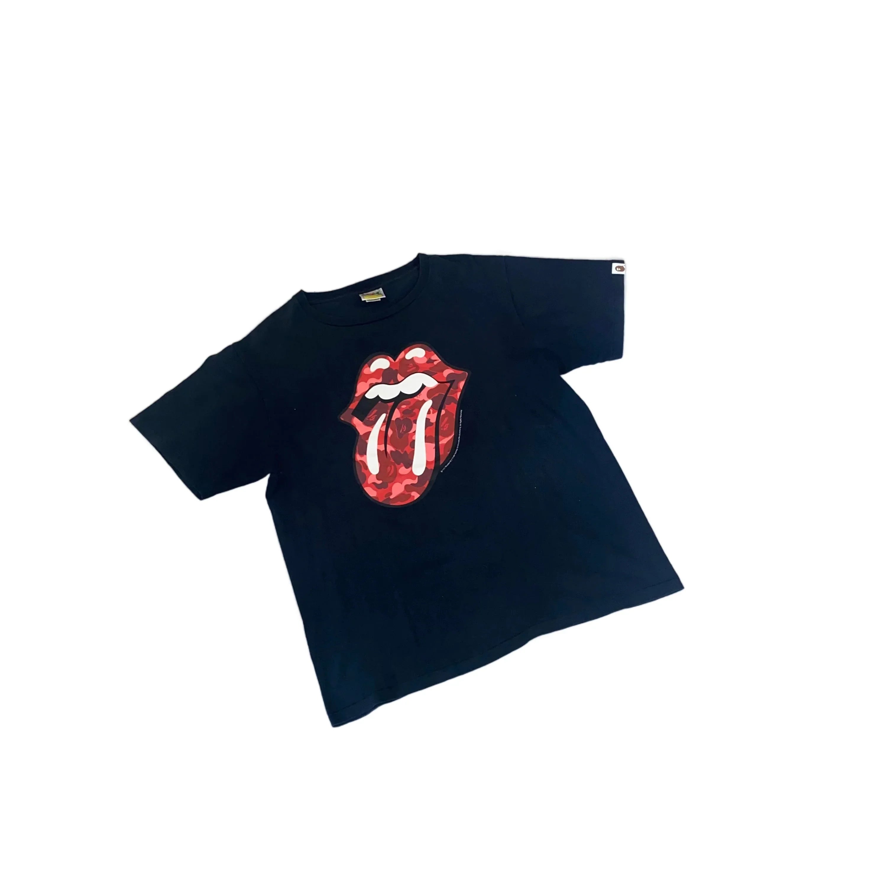 Black A Bathing Ape (BAPE) Rolling Stones Tee - L