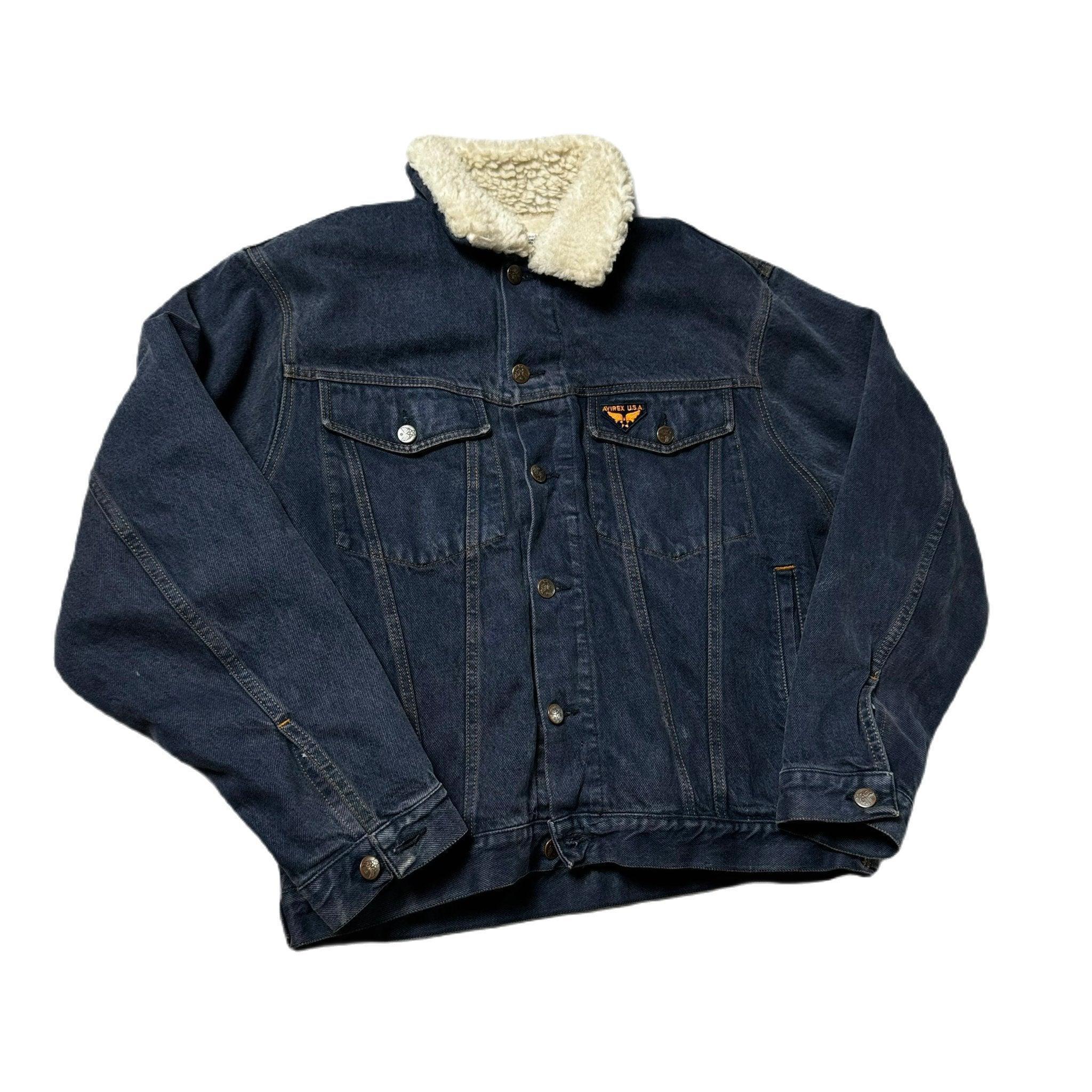 Vintage Avirex Fleece Lined Denim Jacket - M