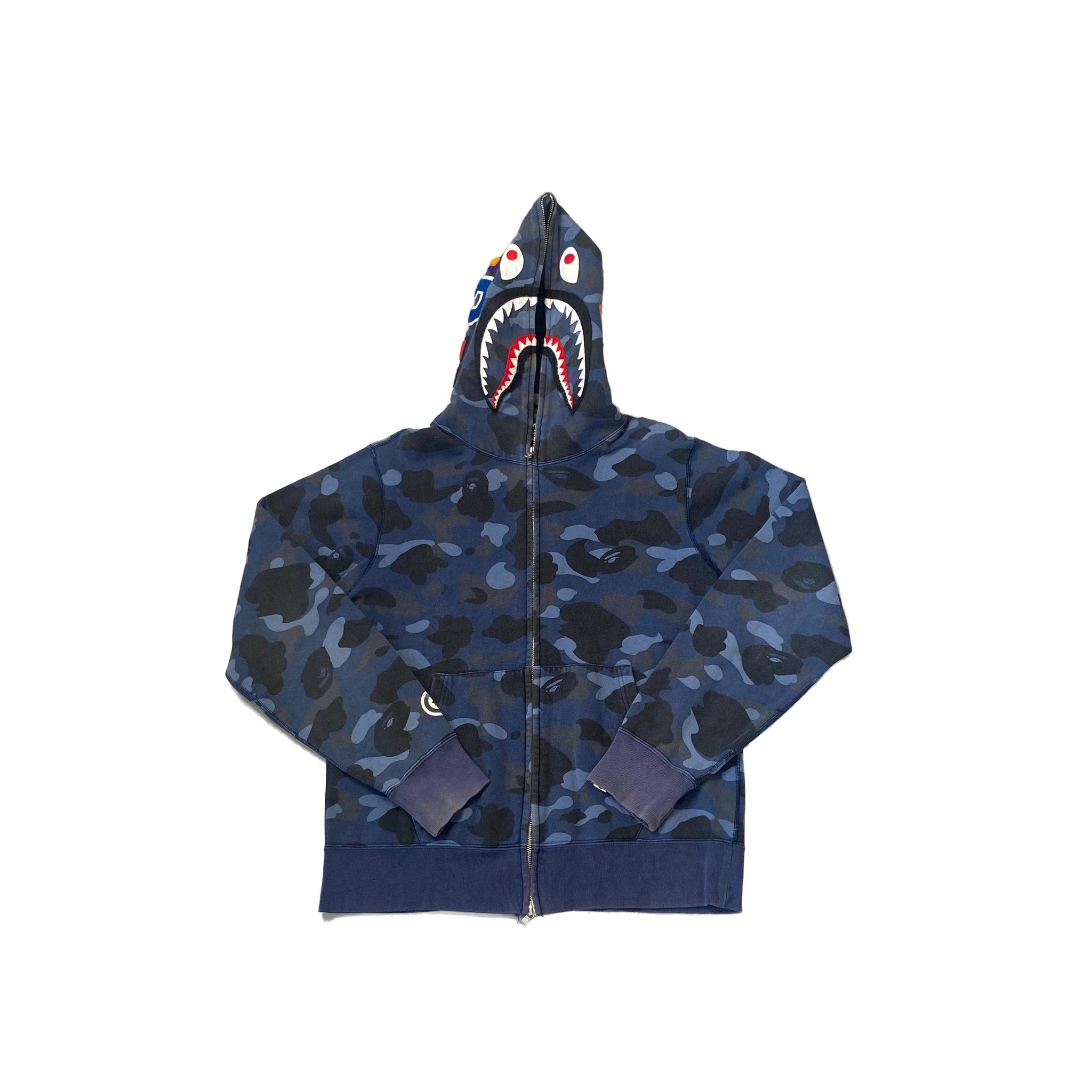 Blue A Bathing Ape (BAPE) Shark Hoodie - L