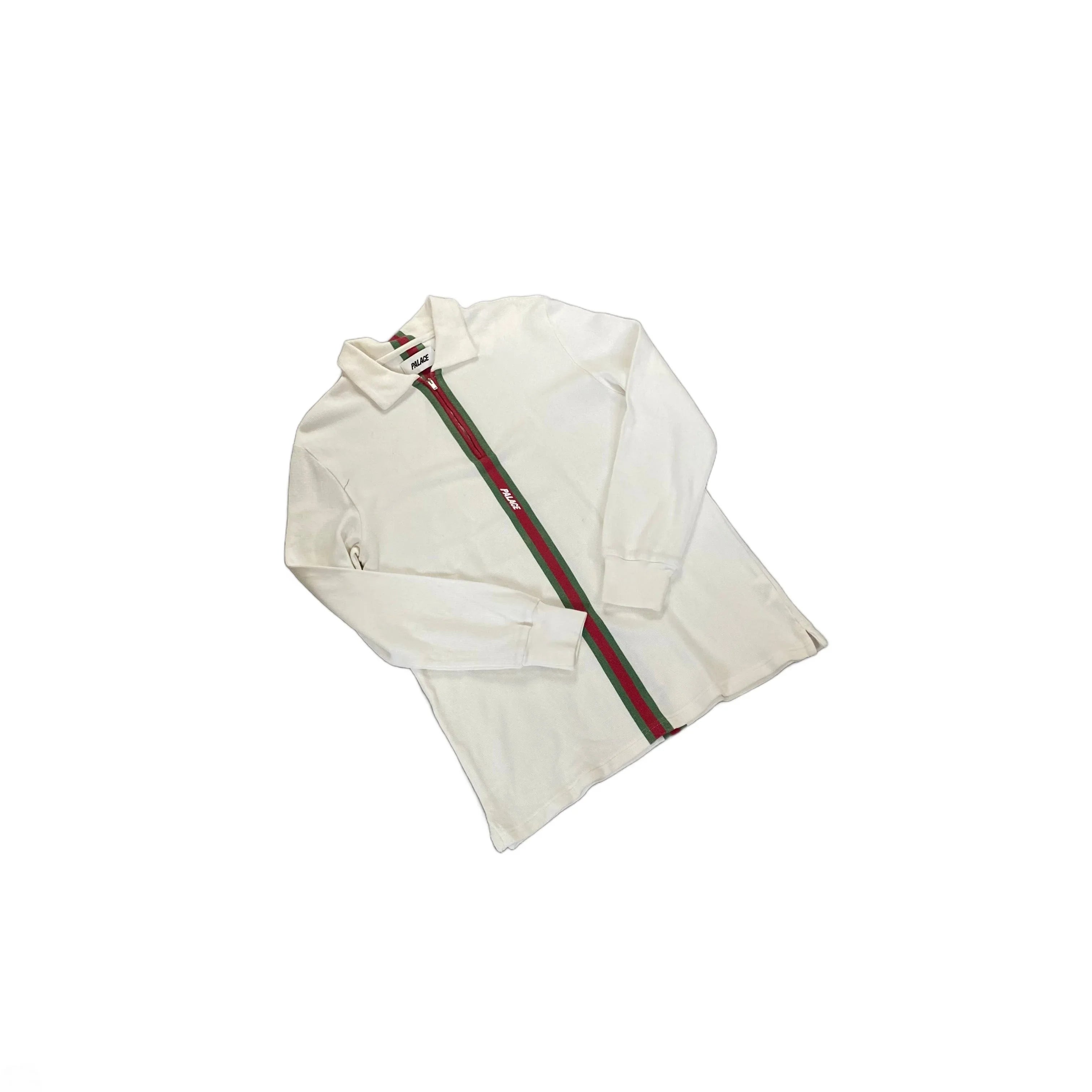 White Palace 1/4 Zip Long Sleeve Polo Shirt - M