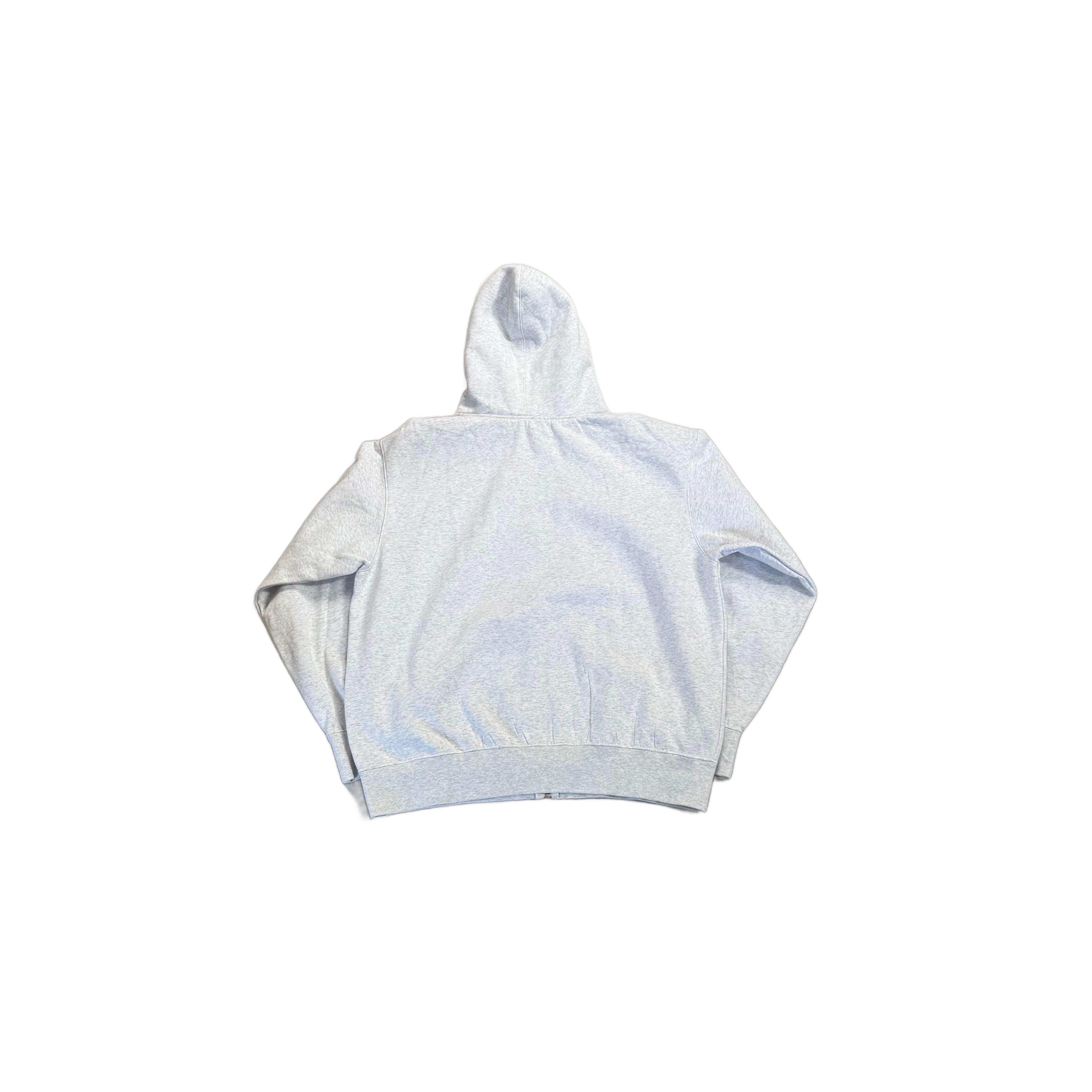 Grey Supreme Zip Up Hoodie - L