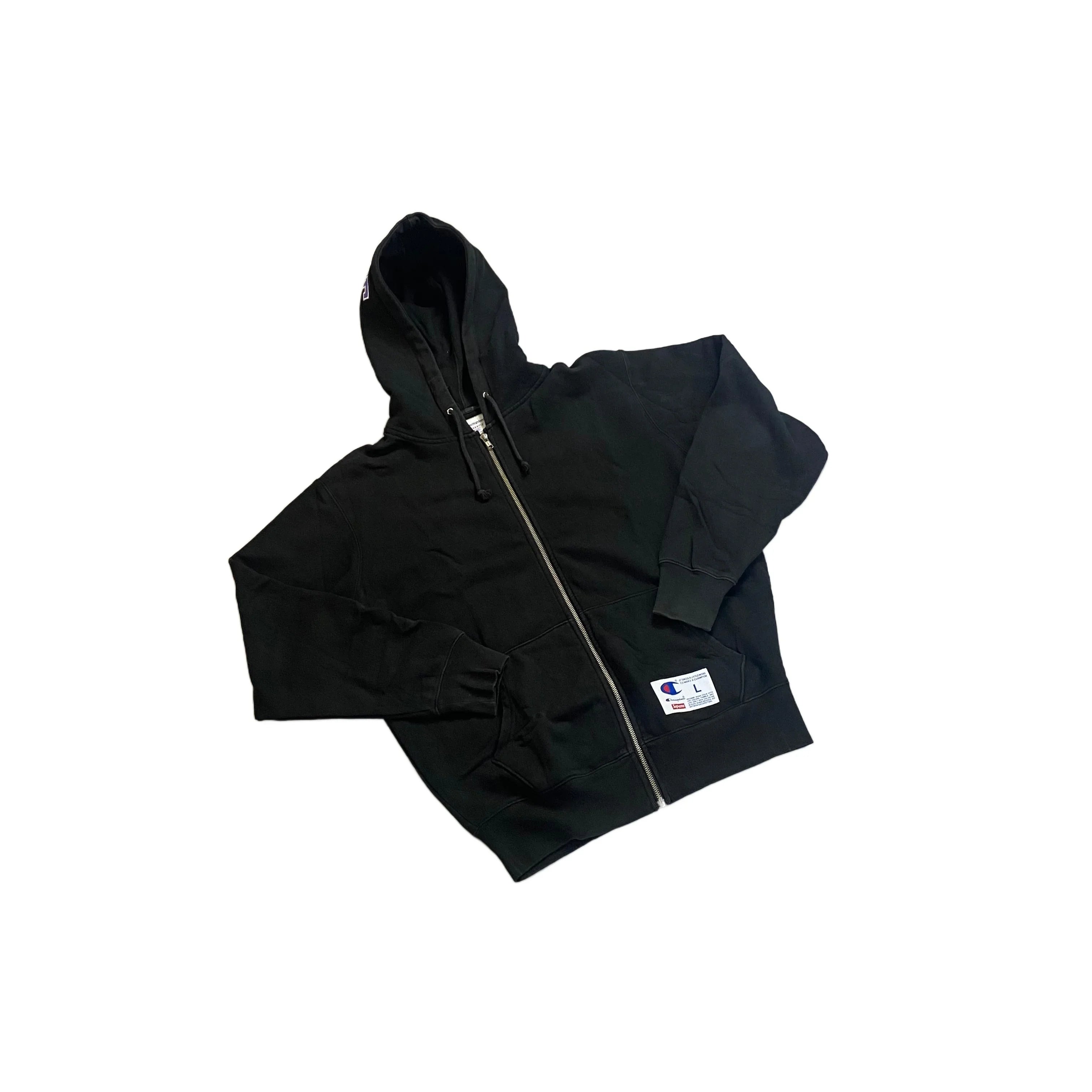 Black Supreme x Champion Zip Up Hoodie - L