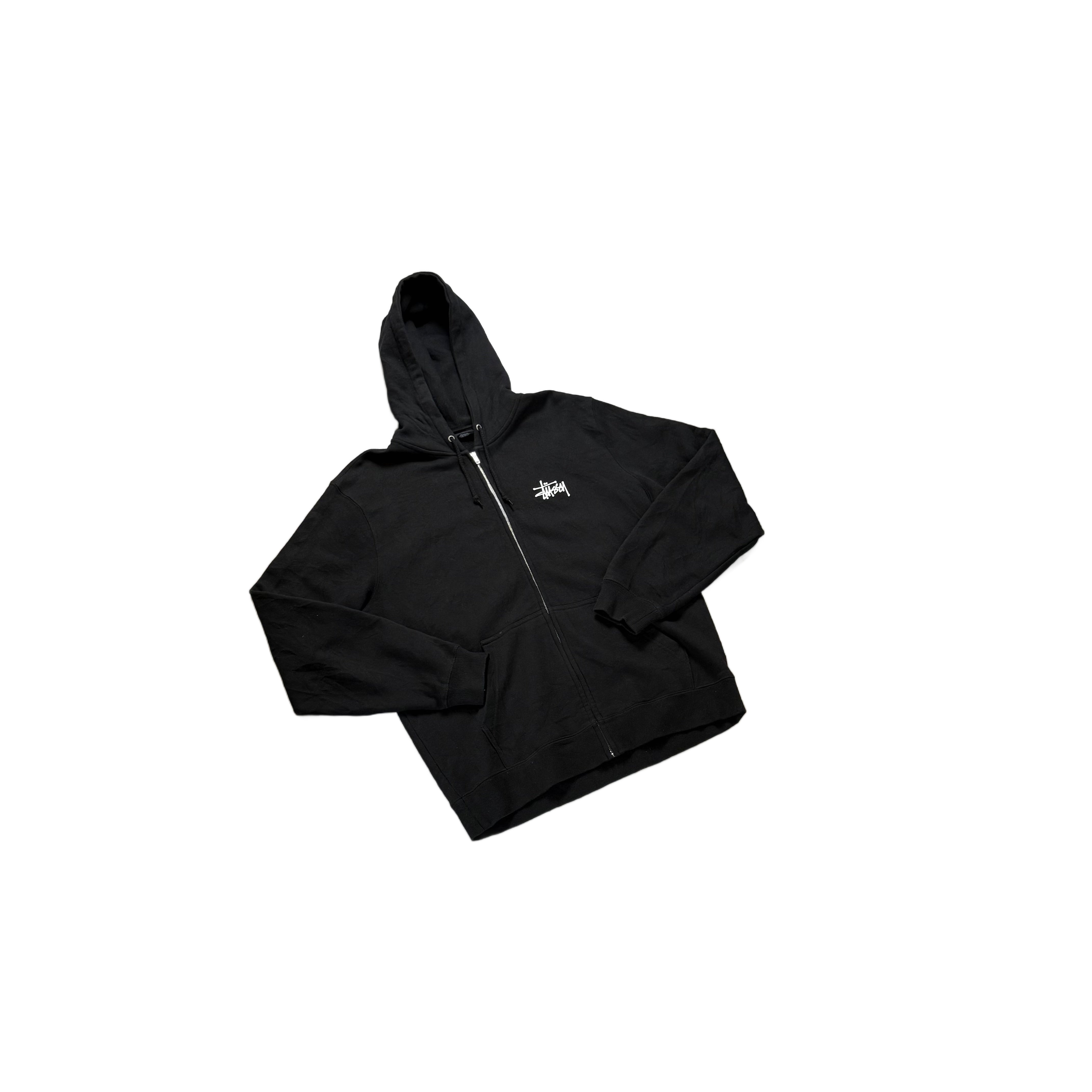 Black Stussy Zip Up Hoodie - M