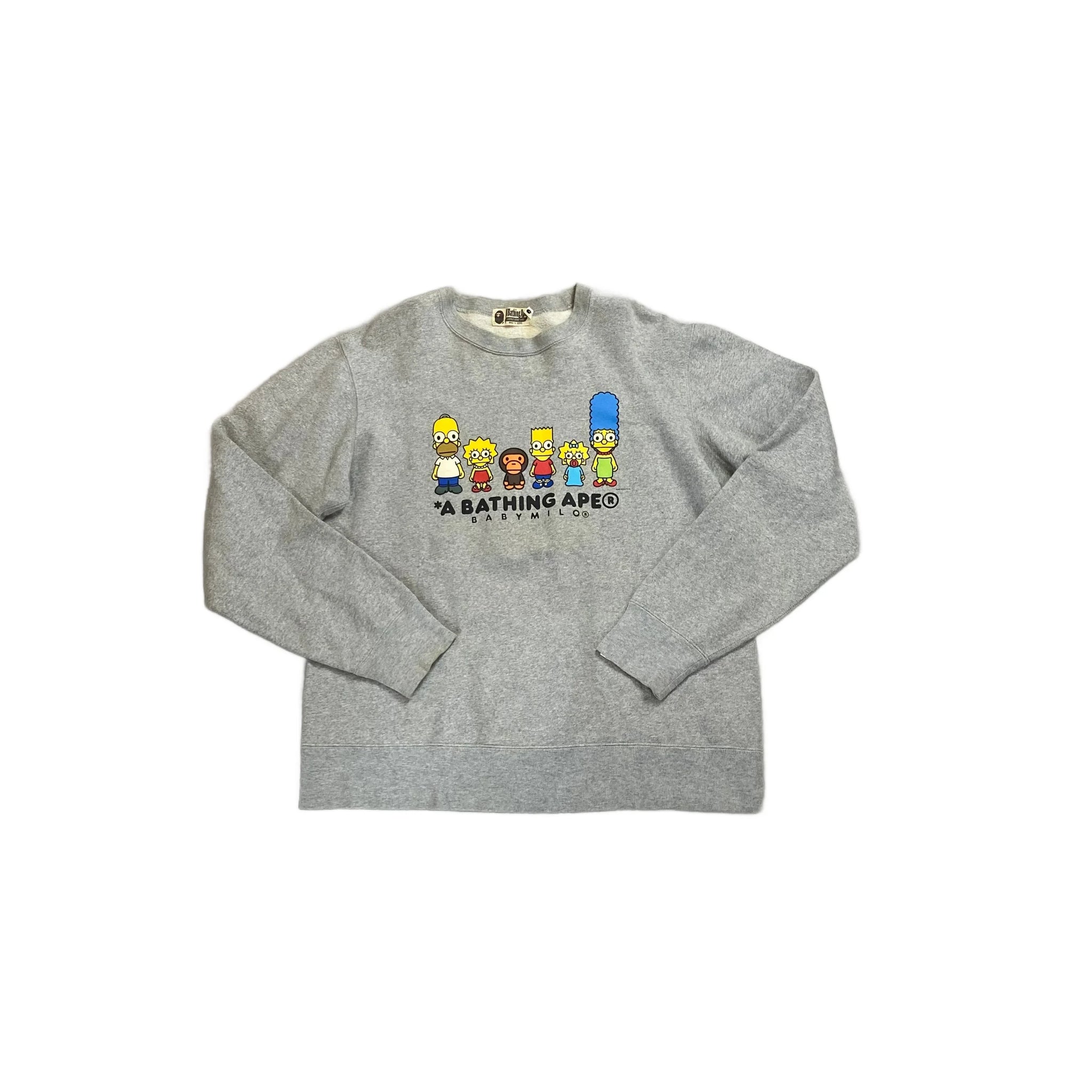 Grey A Bathing Ape (BAPE) x The Simpsons Sweatshirt - XL