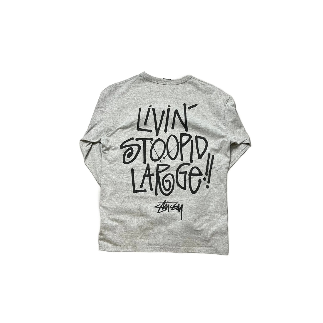 Grey Stussy Long Sleeve Tee - M
