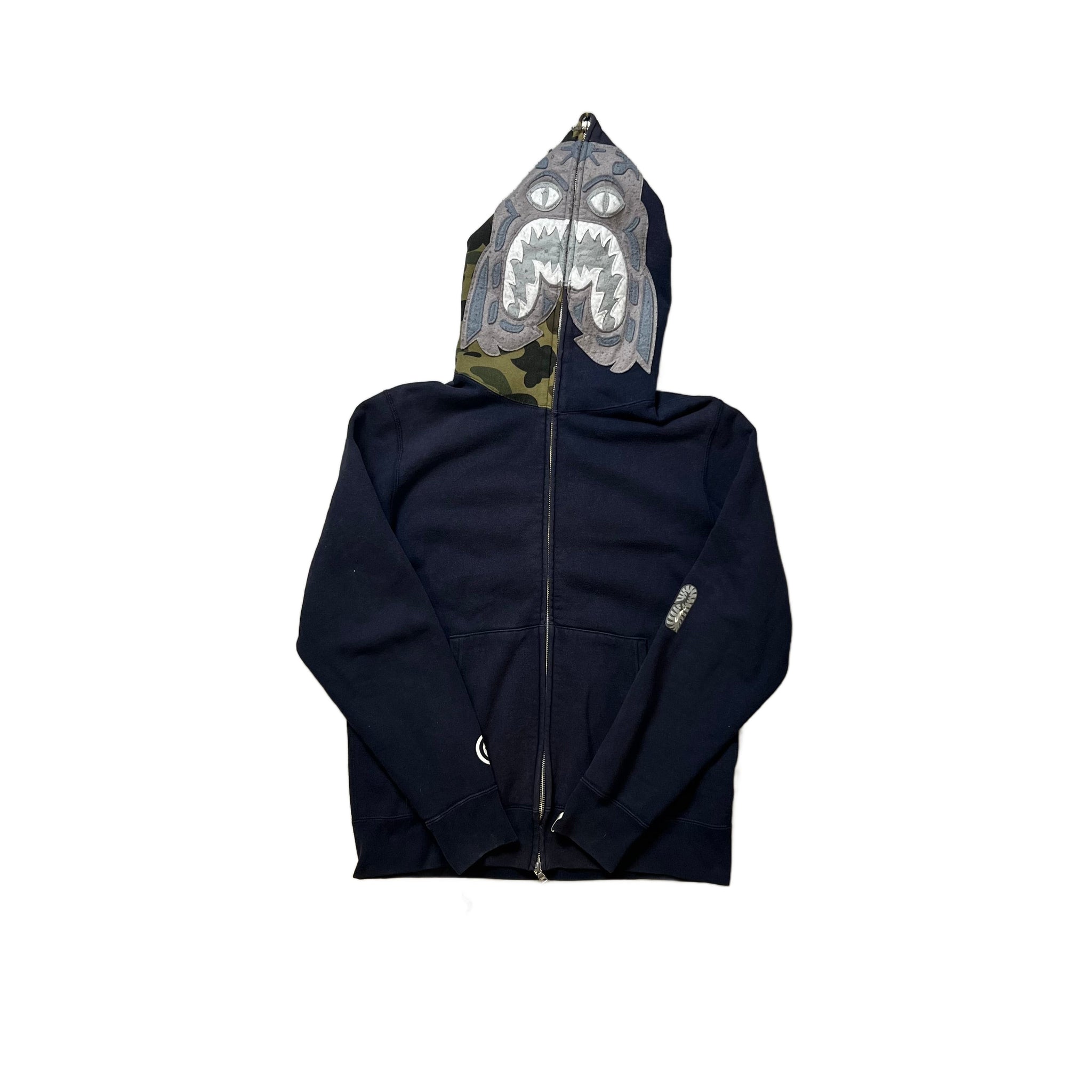 Navy Blue A Bathing Ape (BAPE) Zip Up Hoodie - M