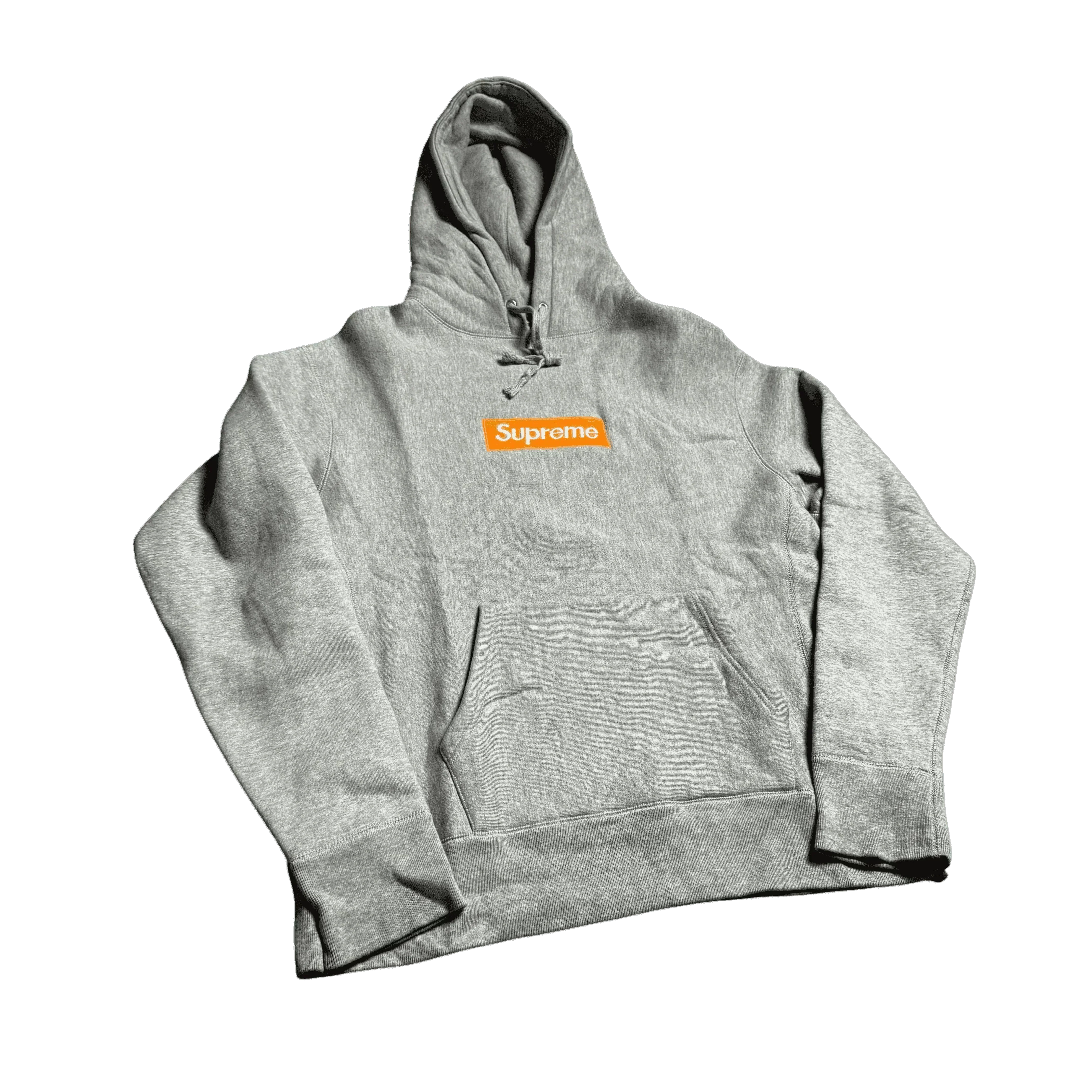 Grey + Orange Supreme Box Logo Hoodie - L