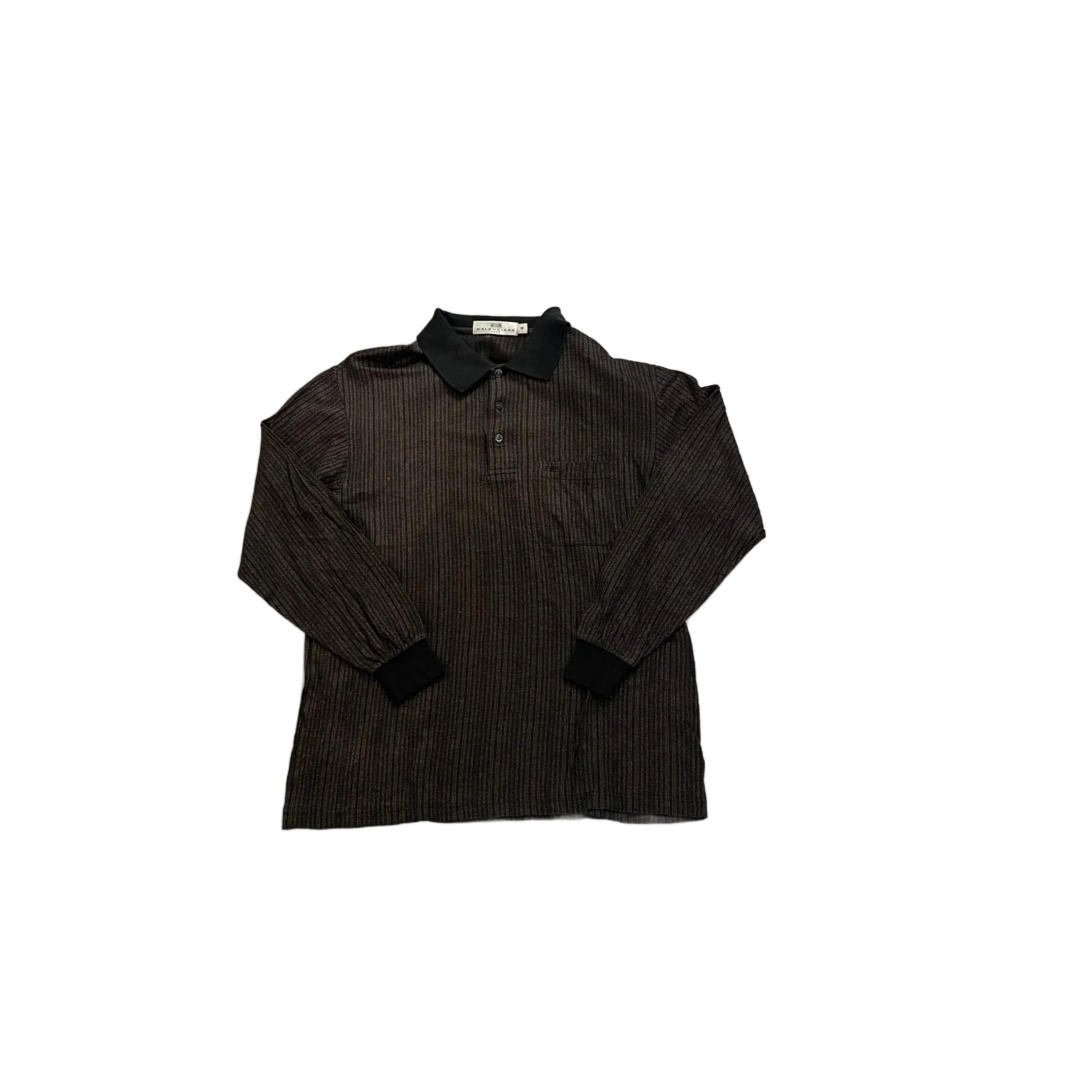 Vintage Balenciaga Long Sleeve Polo Shirt - L