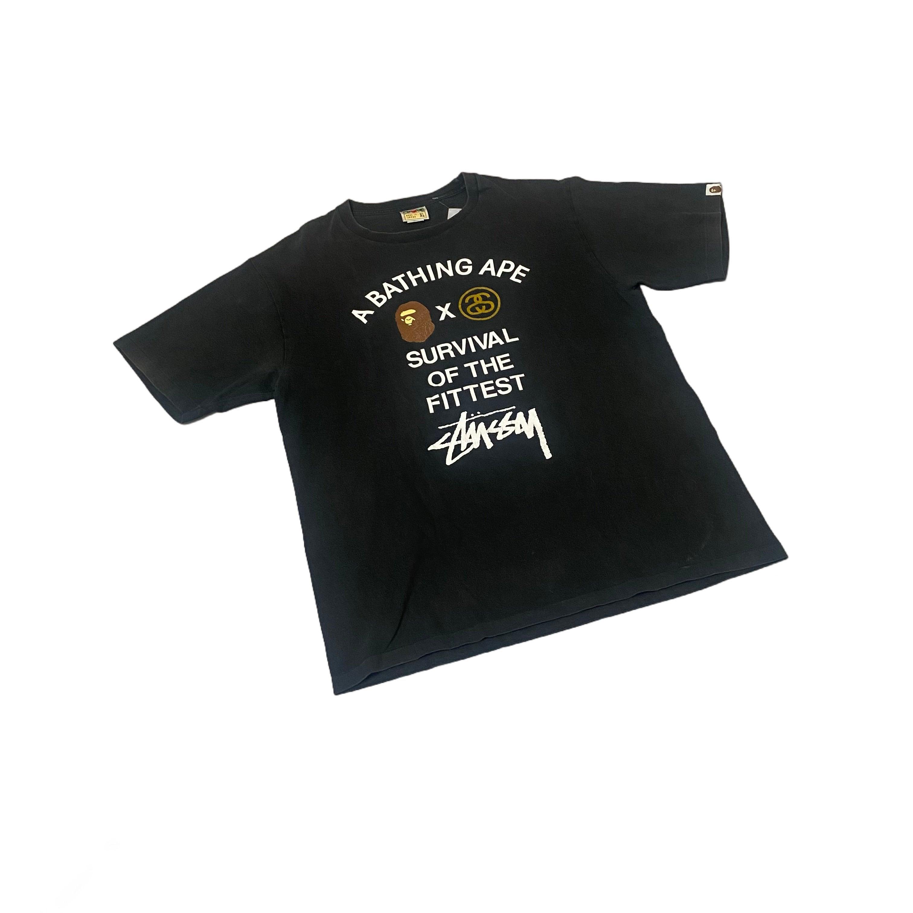 Black A Bathing Ape (BAPE) x Stussy Tee - XL