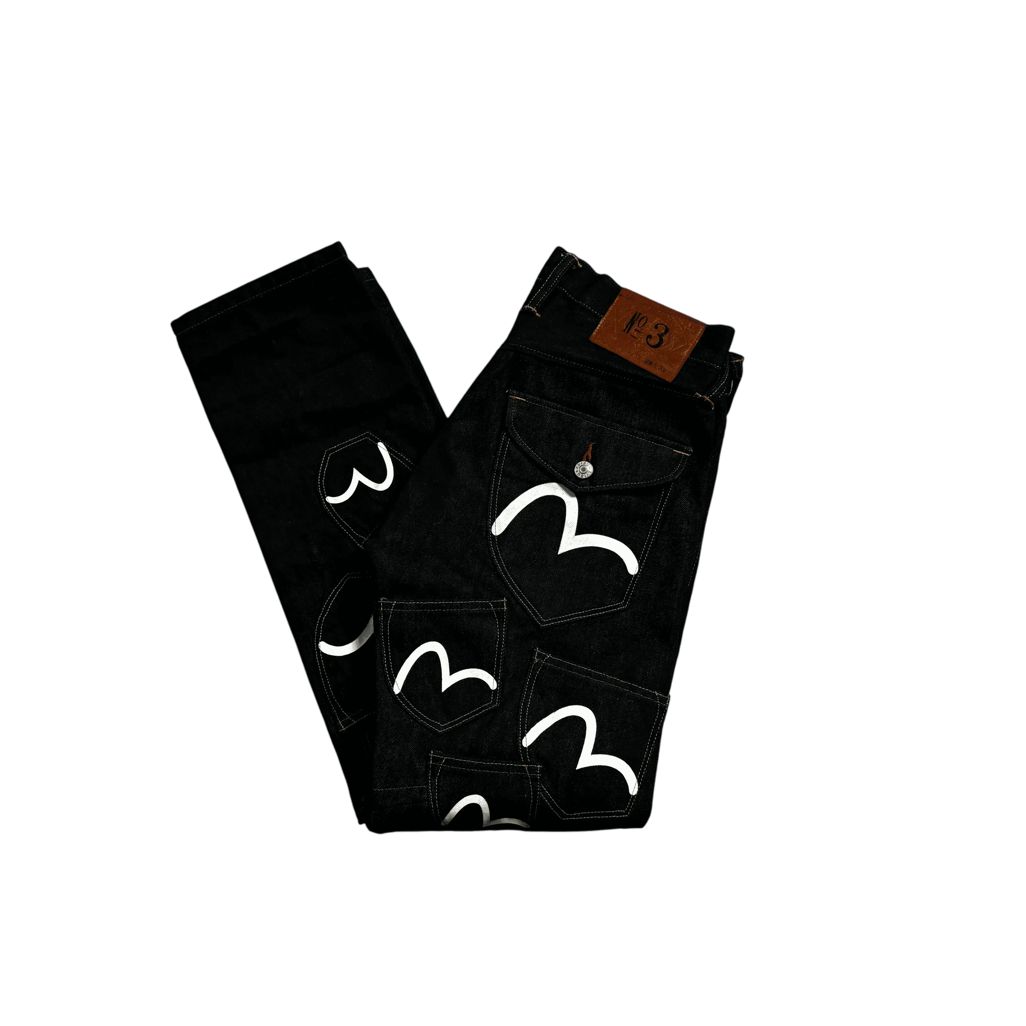 Black Evisu Multi Pocket Jeans - 28 x 32
