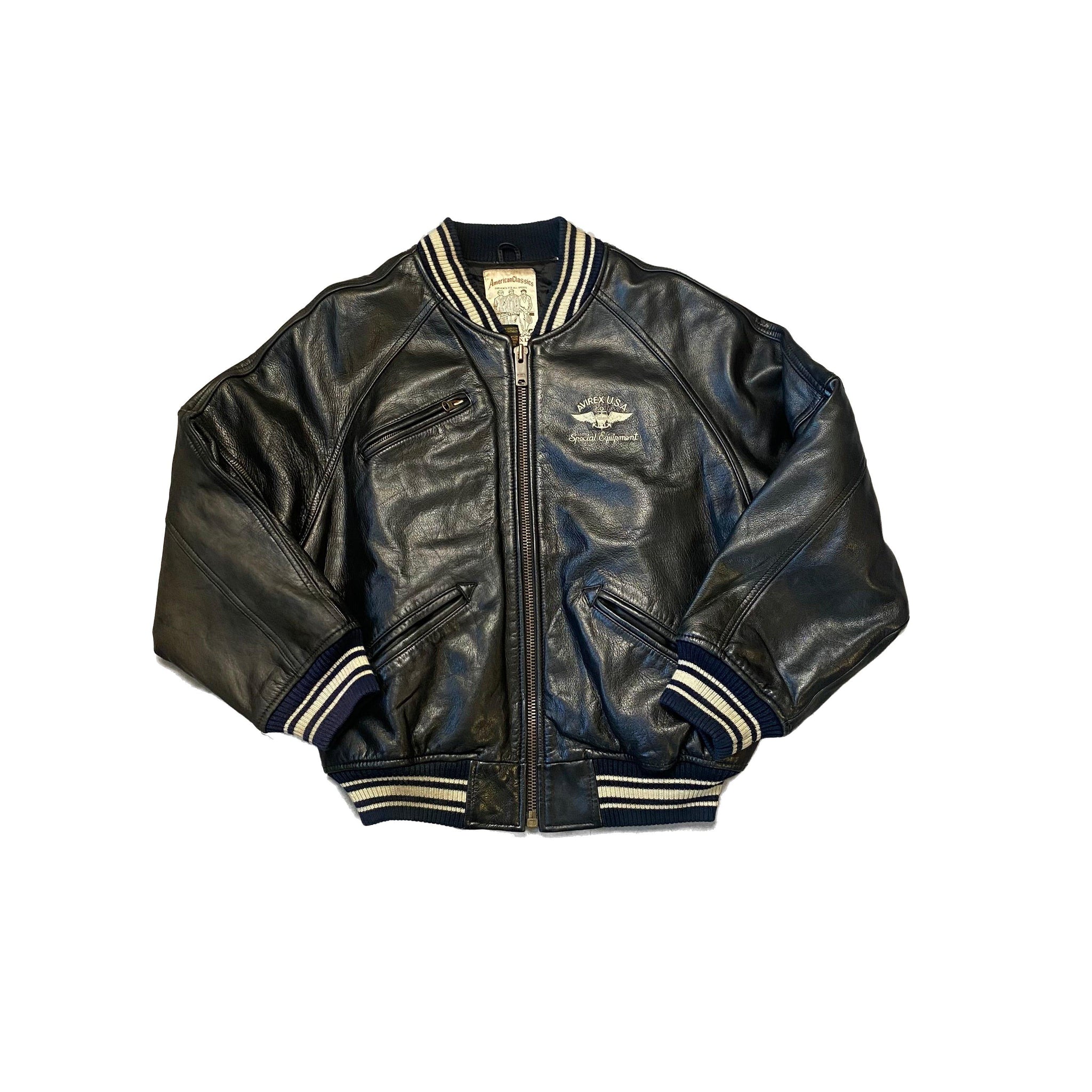 Black Avirex Leather Jacket - XS