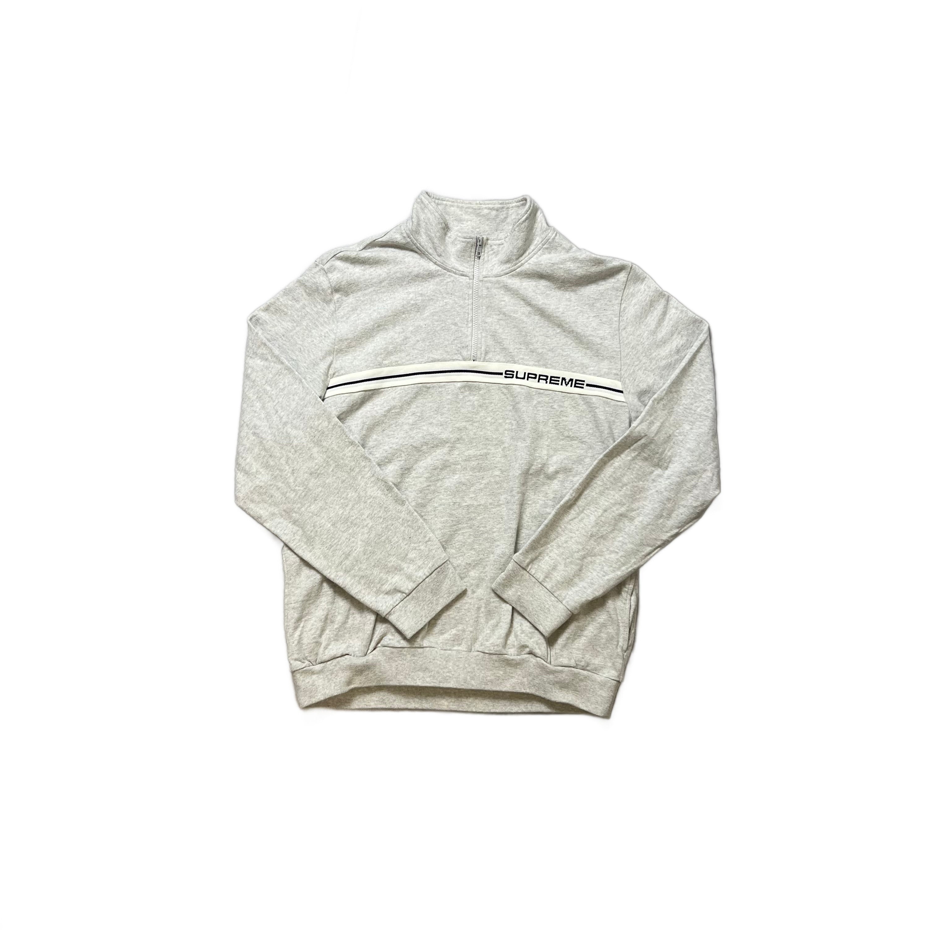 Grey Supreme 1/4 Zip Sweatshirt -XL