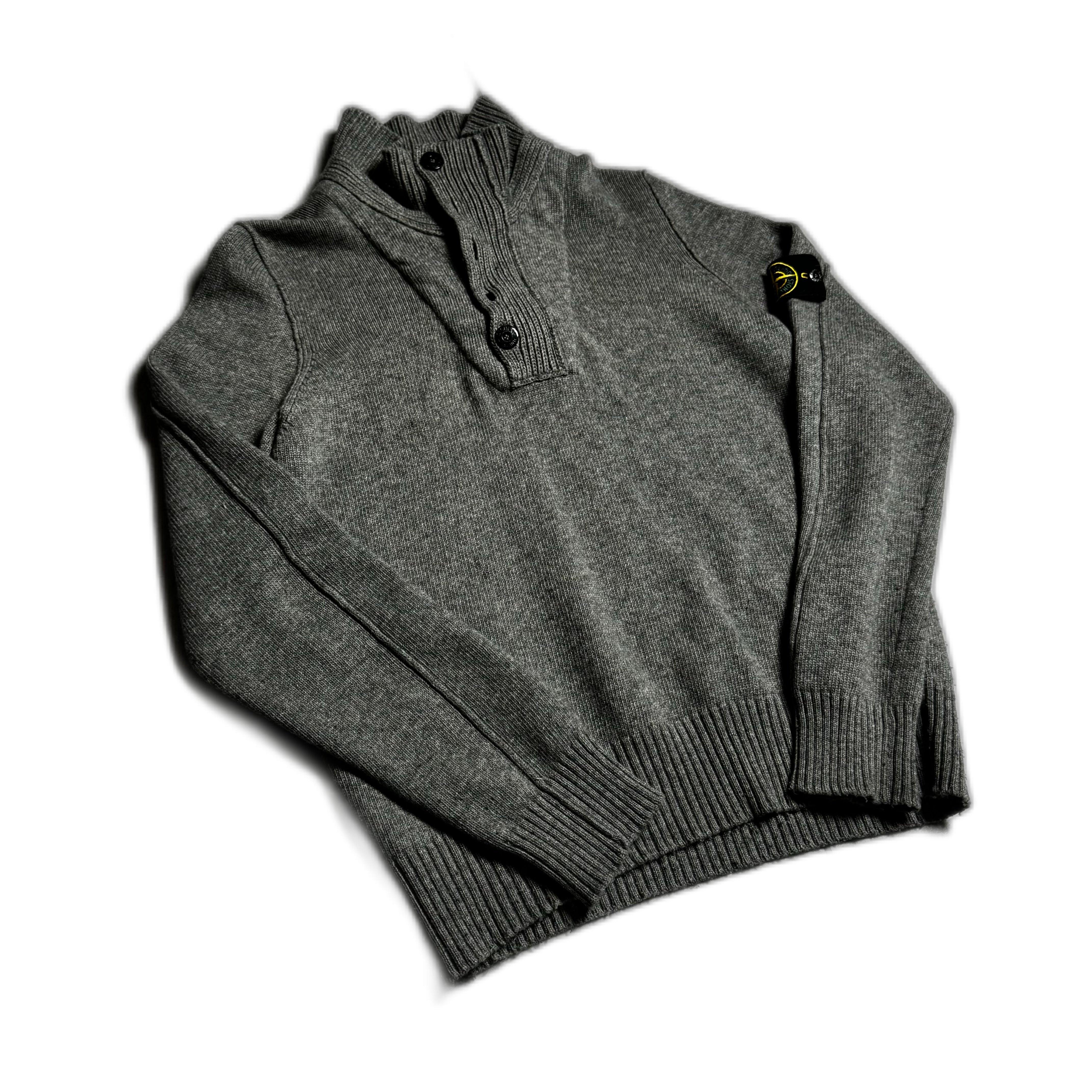 Vintage Grey Stone Island 1/4 Zip Sweatshirt - L