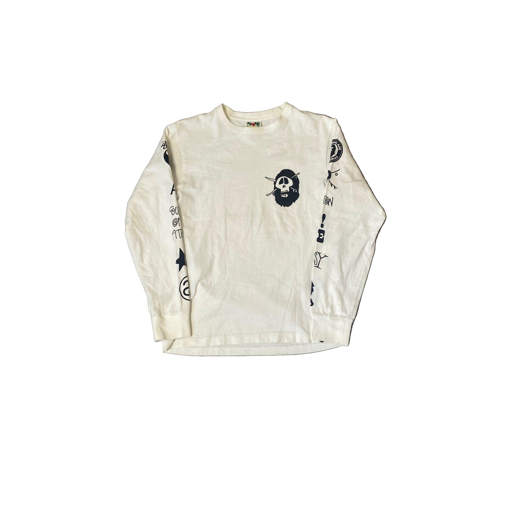 White Stussy x A Bathing Ape (BAPE) Long Sleeve Tee - S