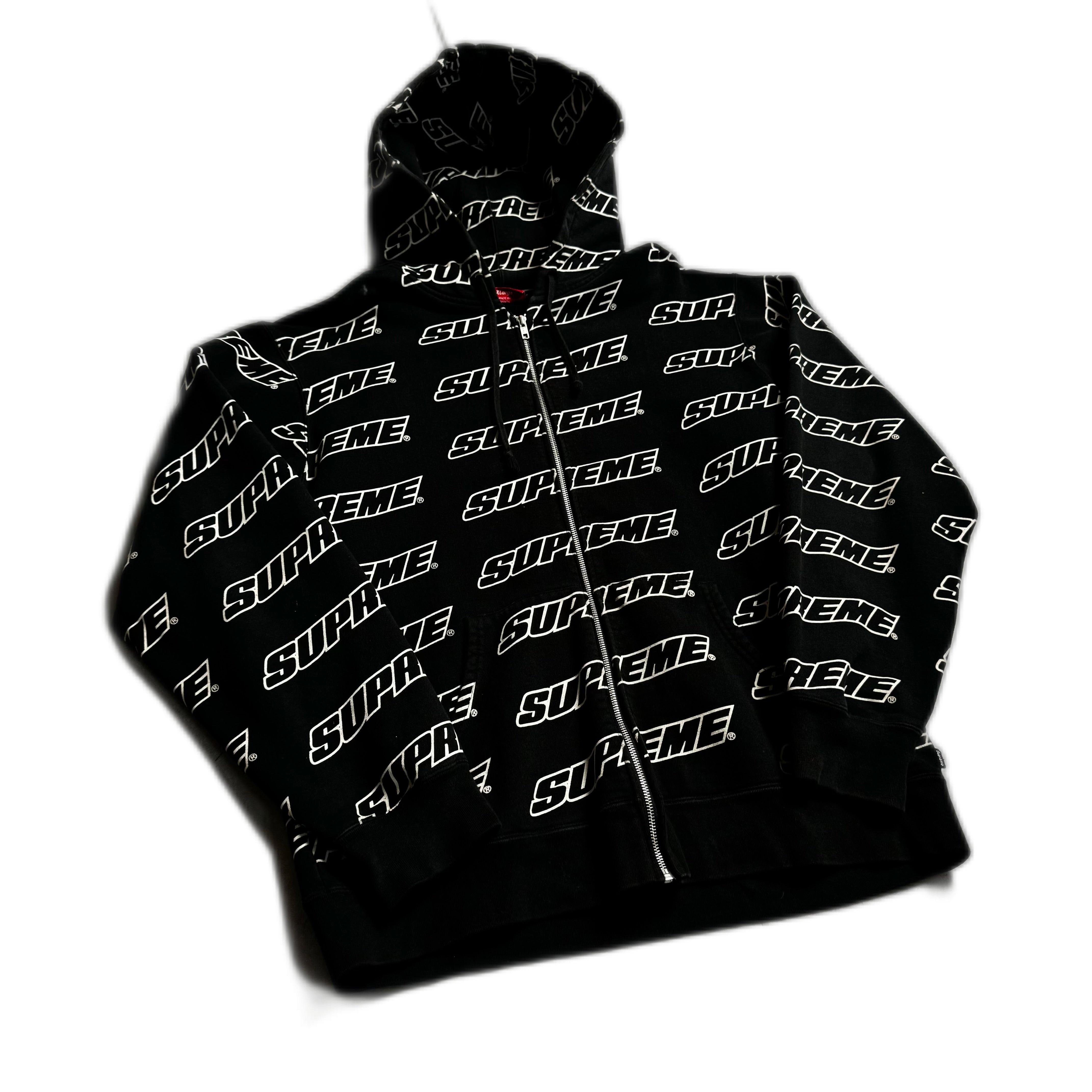 Black Supreme Zip Up Hoodie - XL