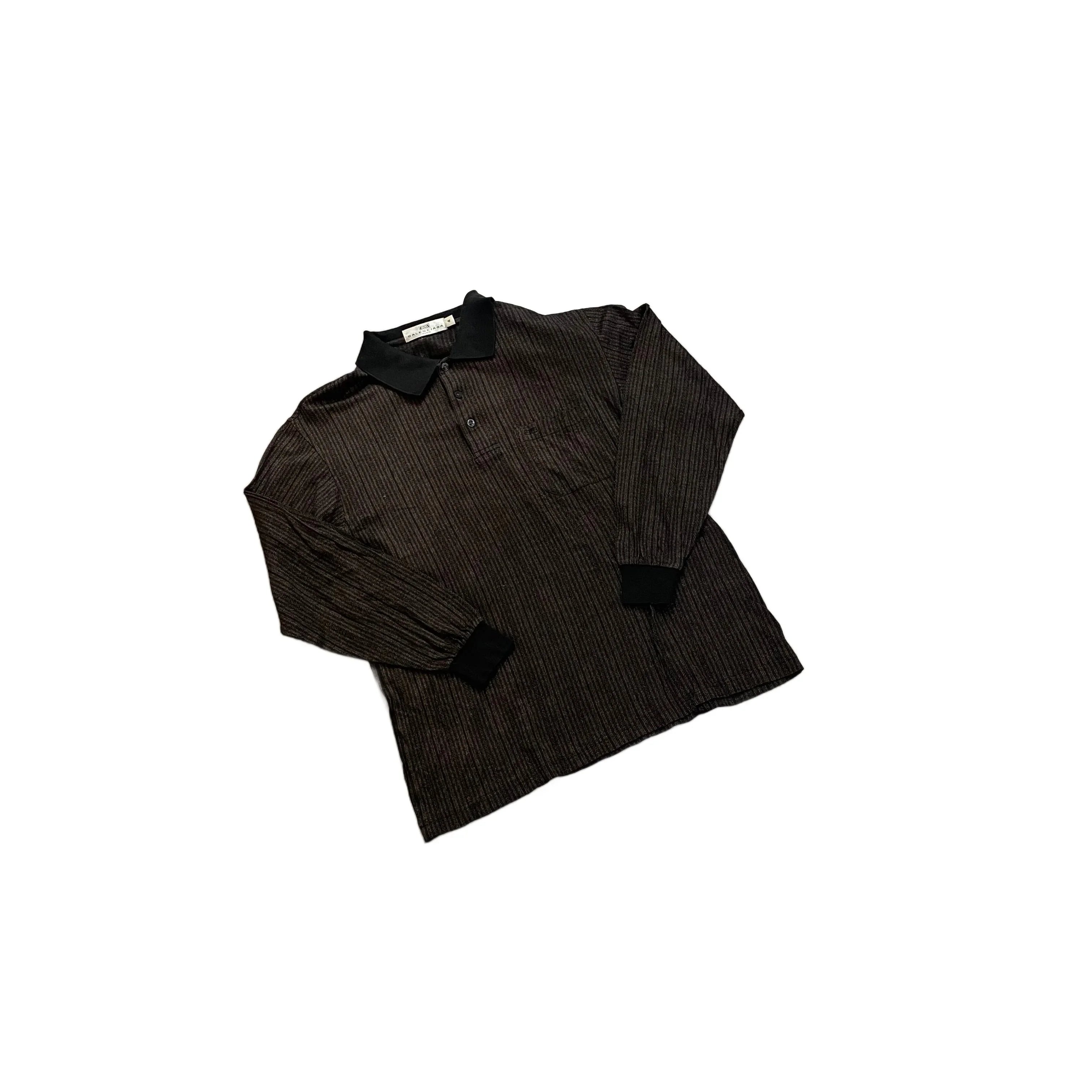Vintage Balenciaga Long Sleeve Polo Shirt - L