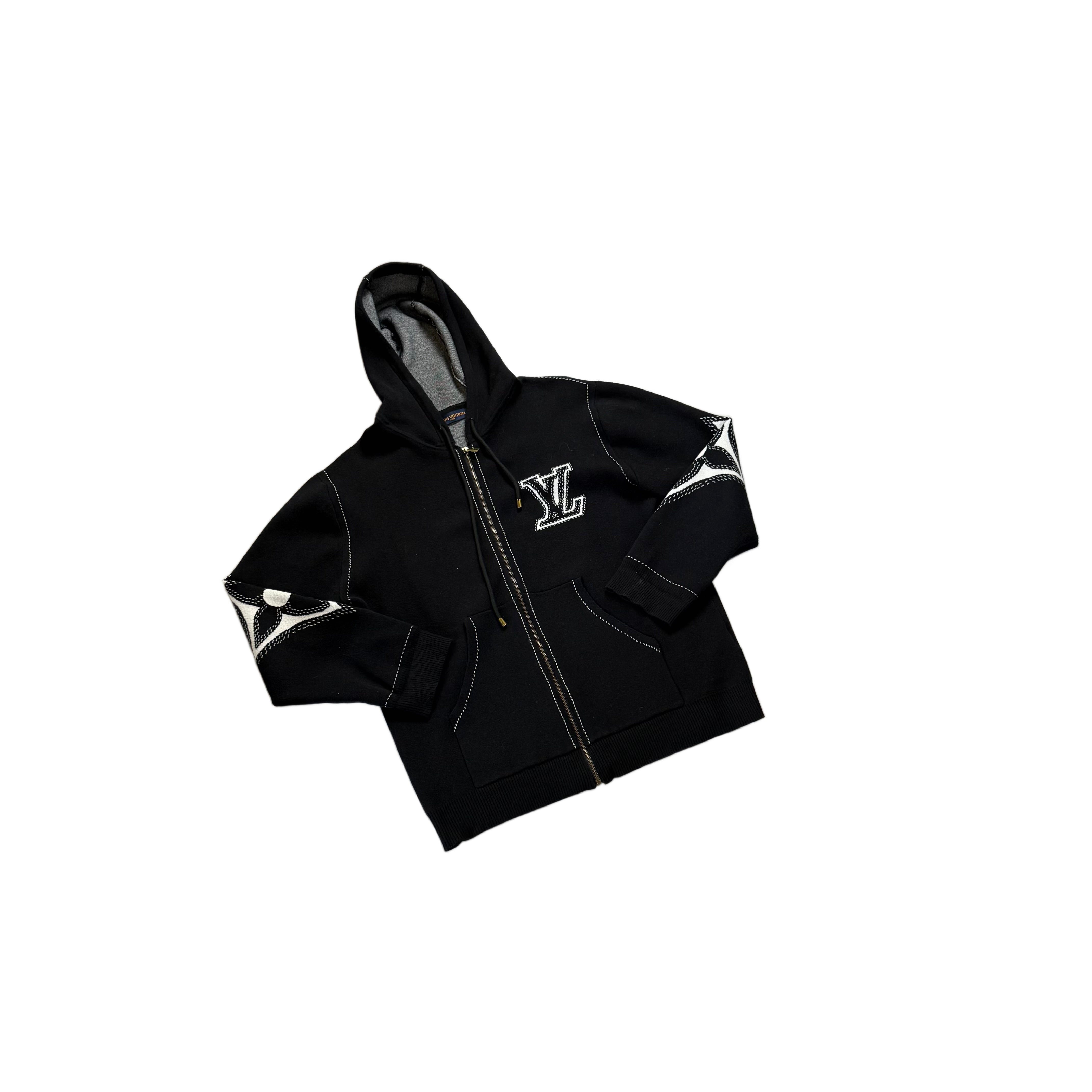 Black Louis Vuitton Zip Up Hoodie - L