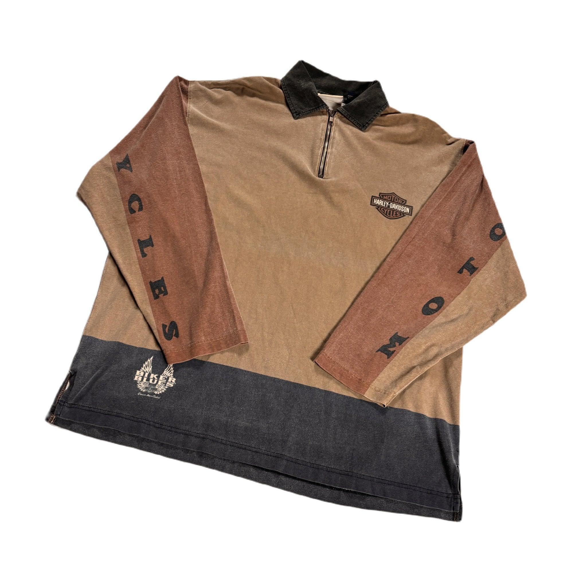 Vintage Brown Harley Davidson 1/4 Zip Sweatshirt - XL