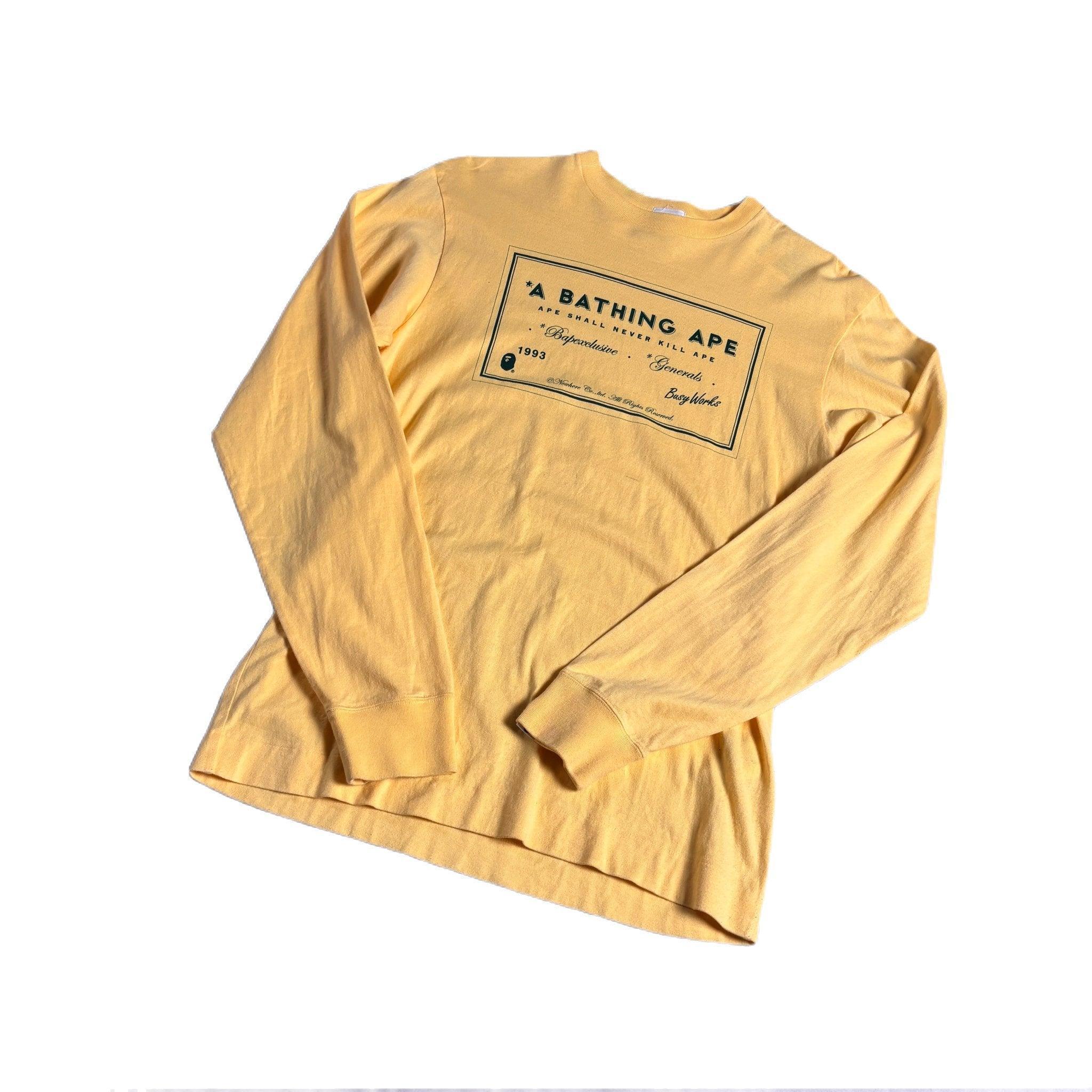 Yellow A Bathing Ape (BAPE) Long Sleeve Tee - M