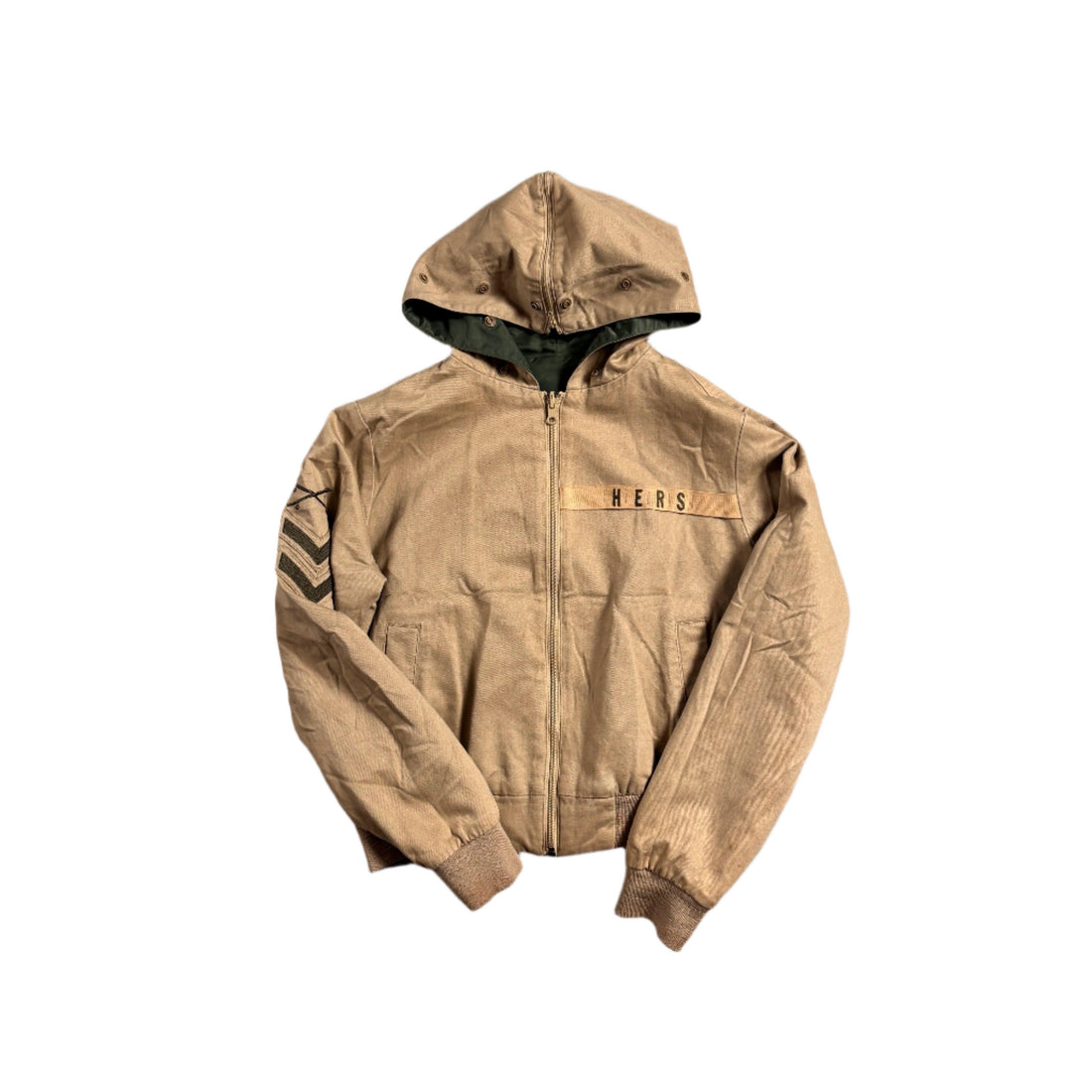 Women’s Vintage Green + Beige Stussy Reversible Jacket - S