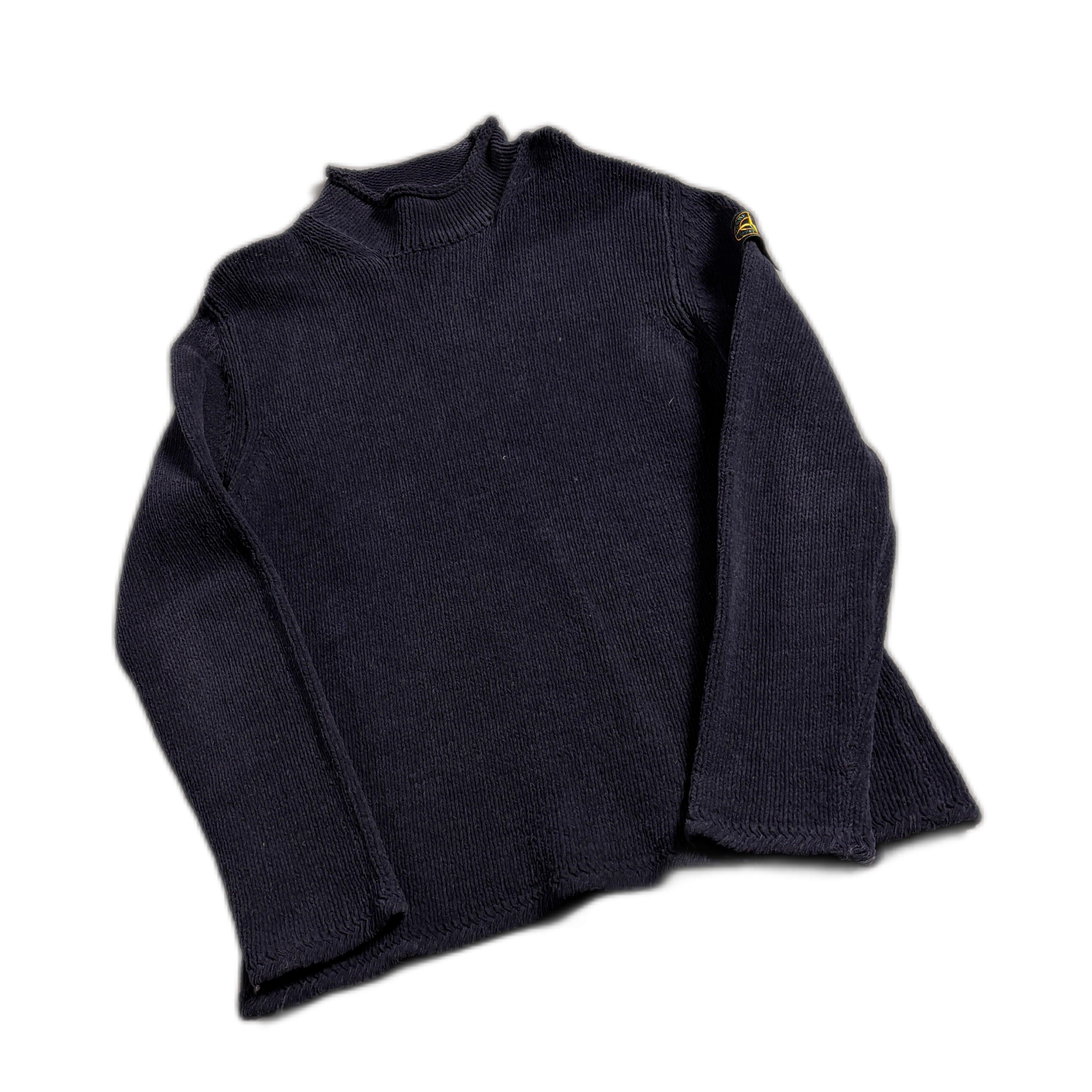 Vintage Navy Blue Stone Island Knitted Sweatshirt - L