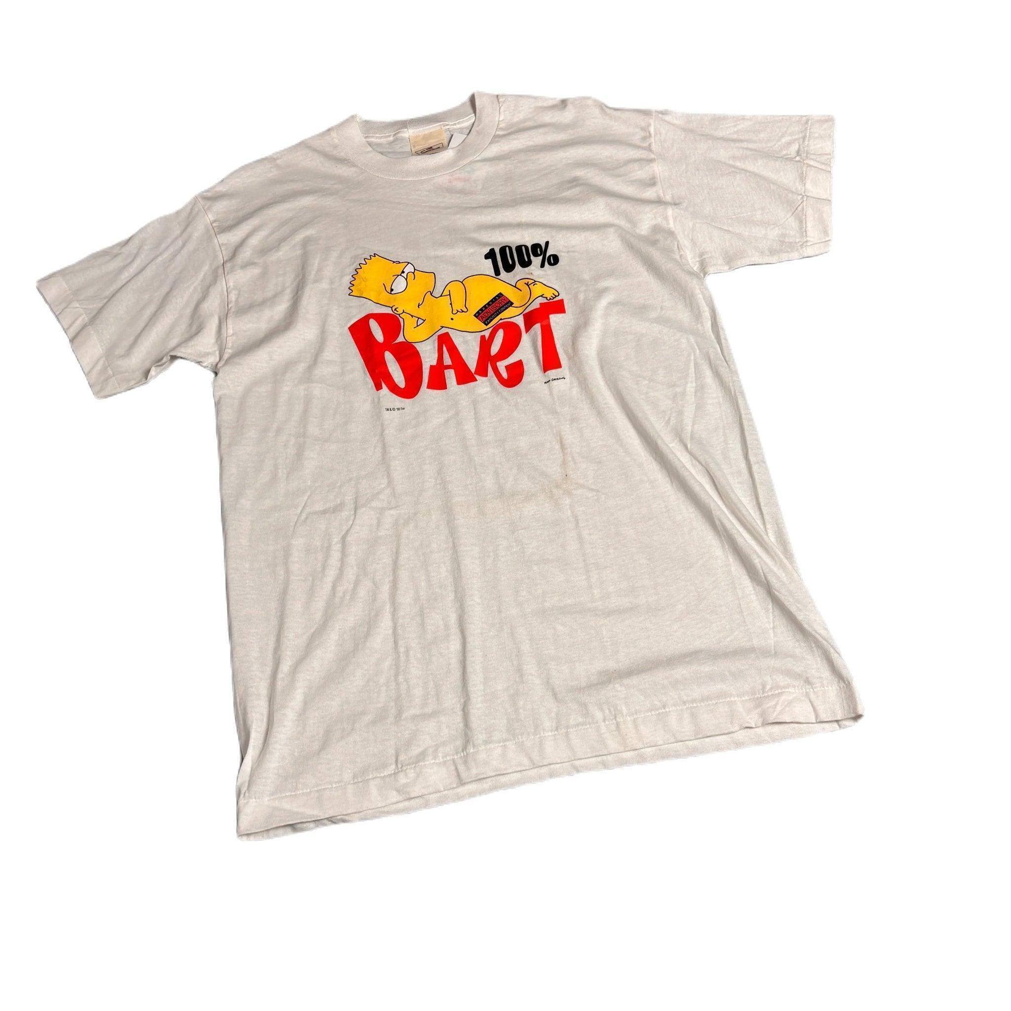 Vintage 90s White The Simpsons Graphic Tee - L