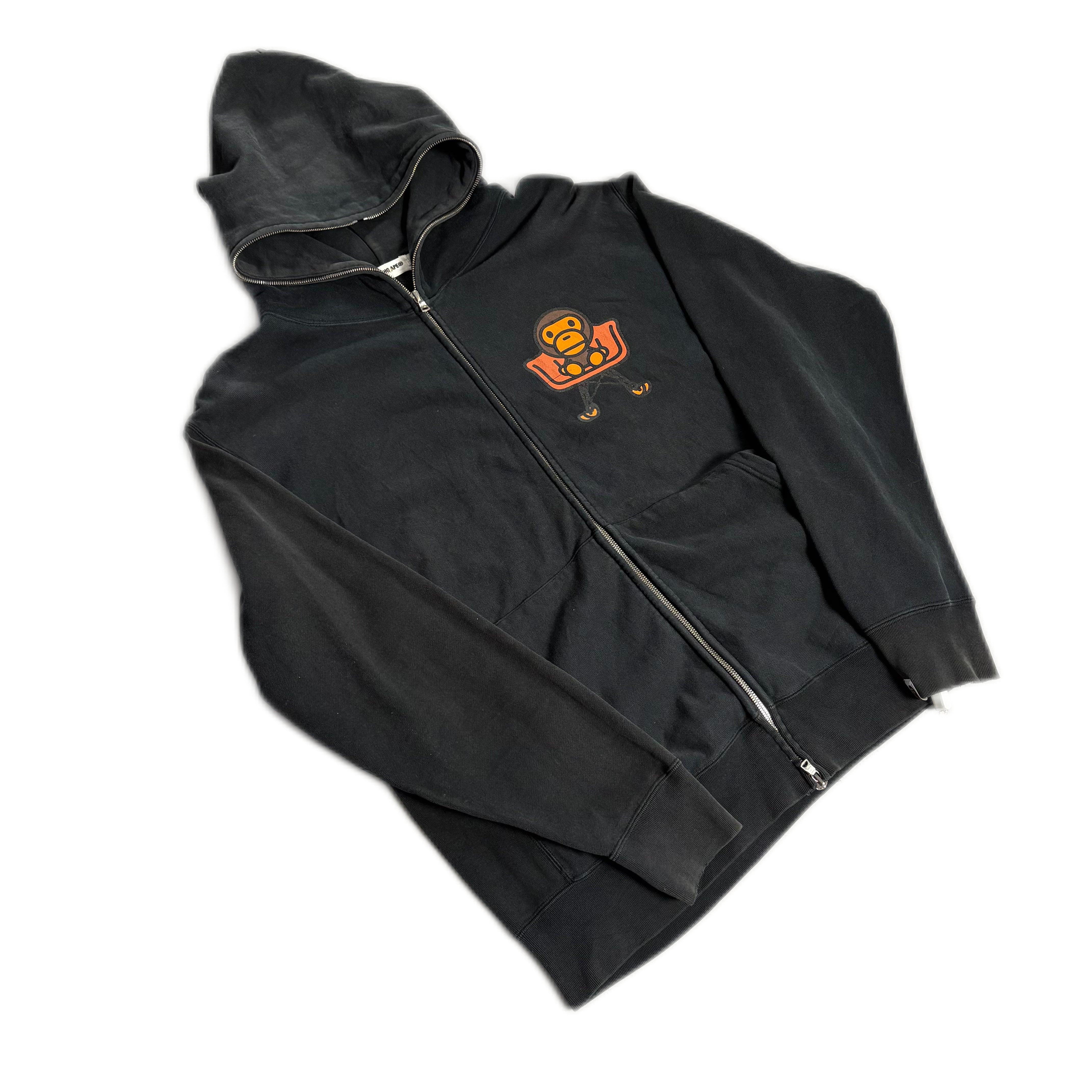 Black A Bathing Ape (BAPE) Zip Up Hoodie - L