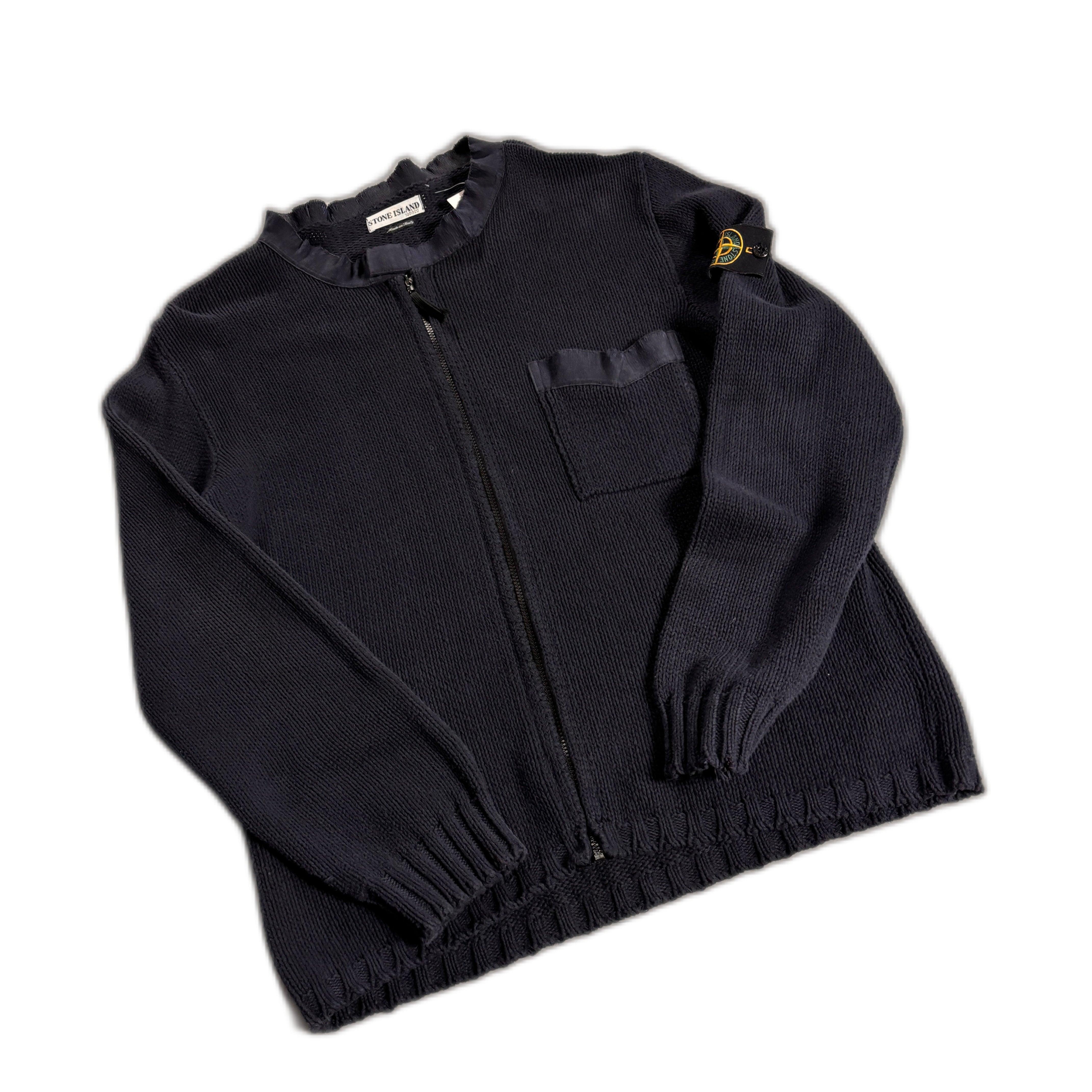 Vintage 90s Navy Blue Knitted Jacket - XL