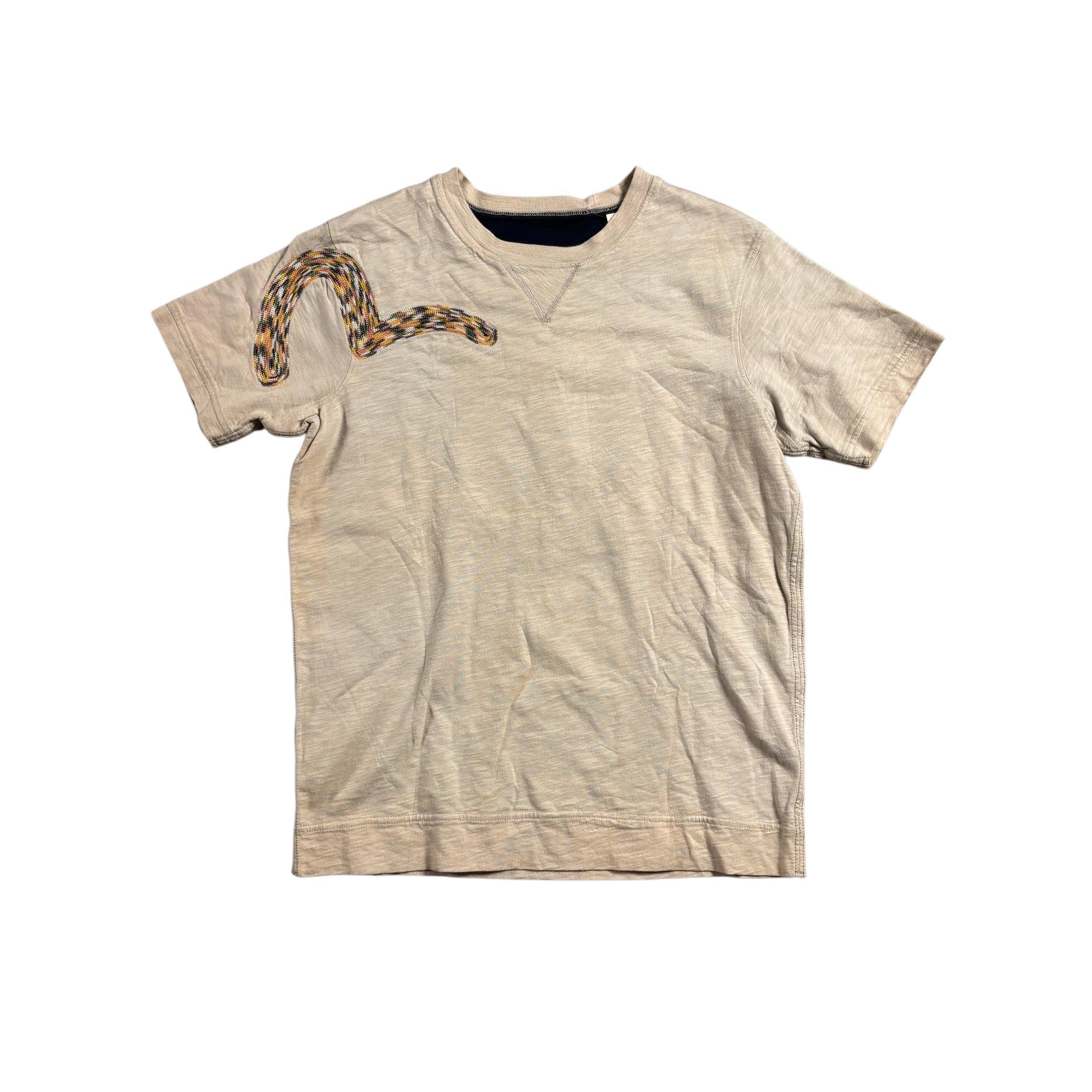 Navy Blue + Beige Reversible Evisu Tee - L (Recommended Size - M)