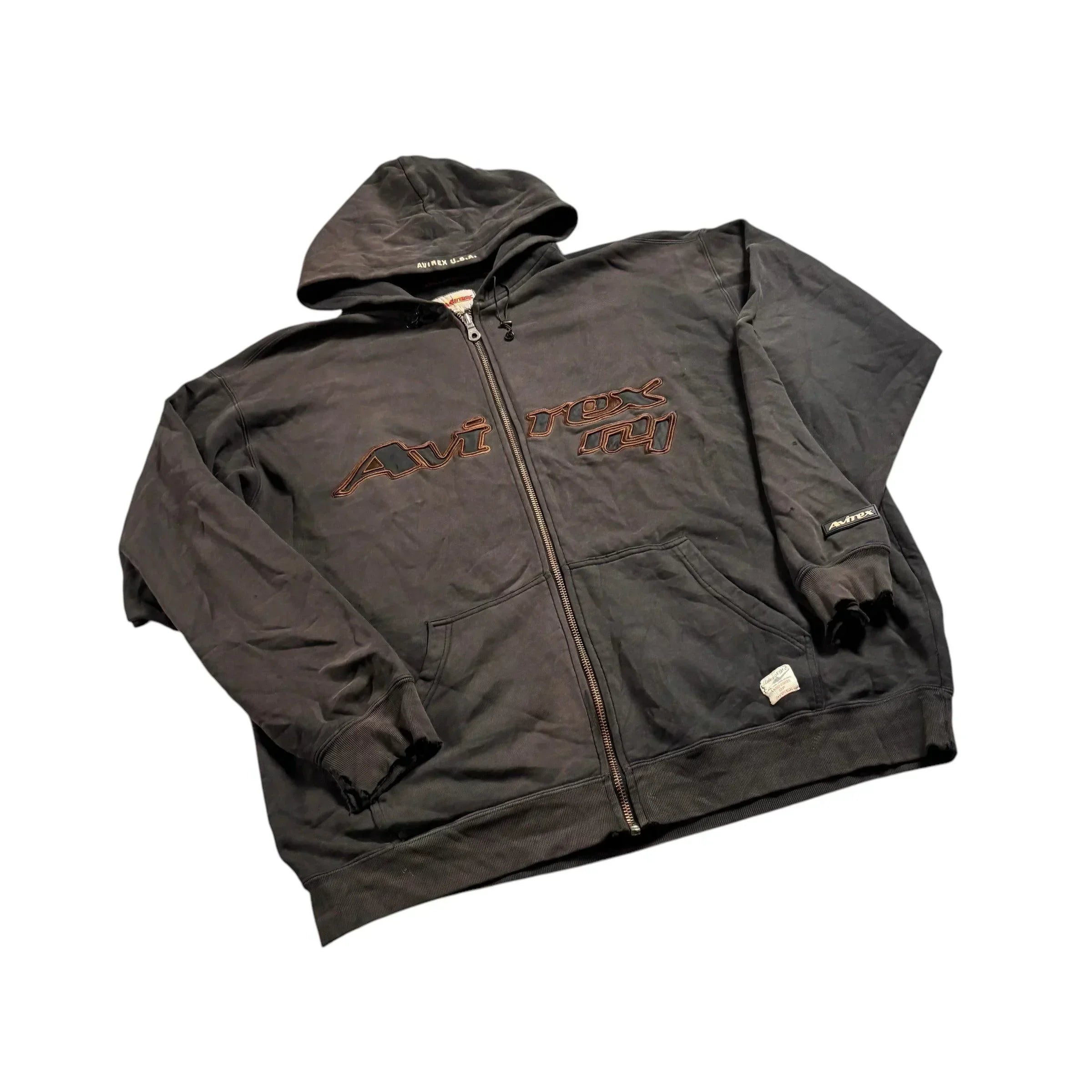Vintage Black Avirex Zip Up Hoodie - XL