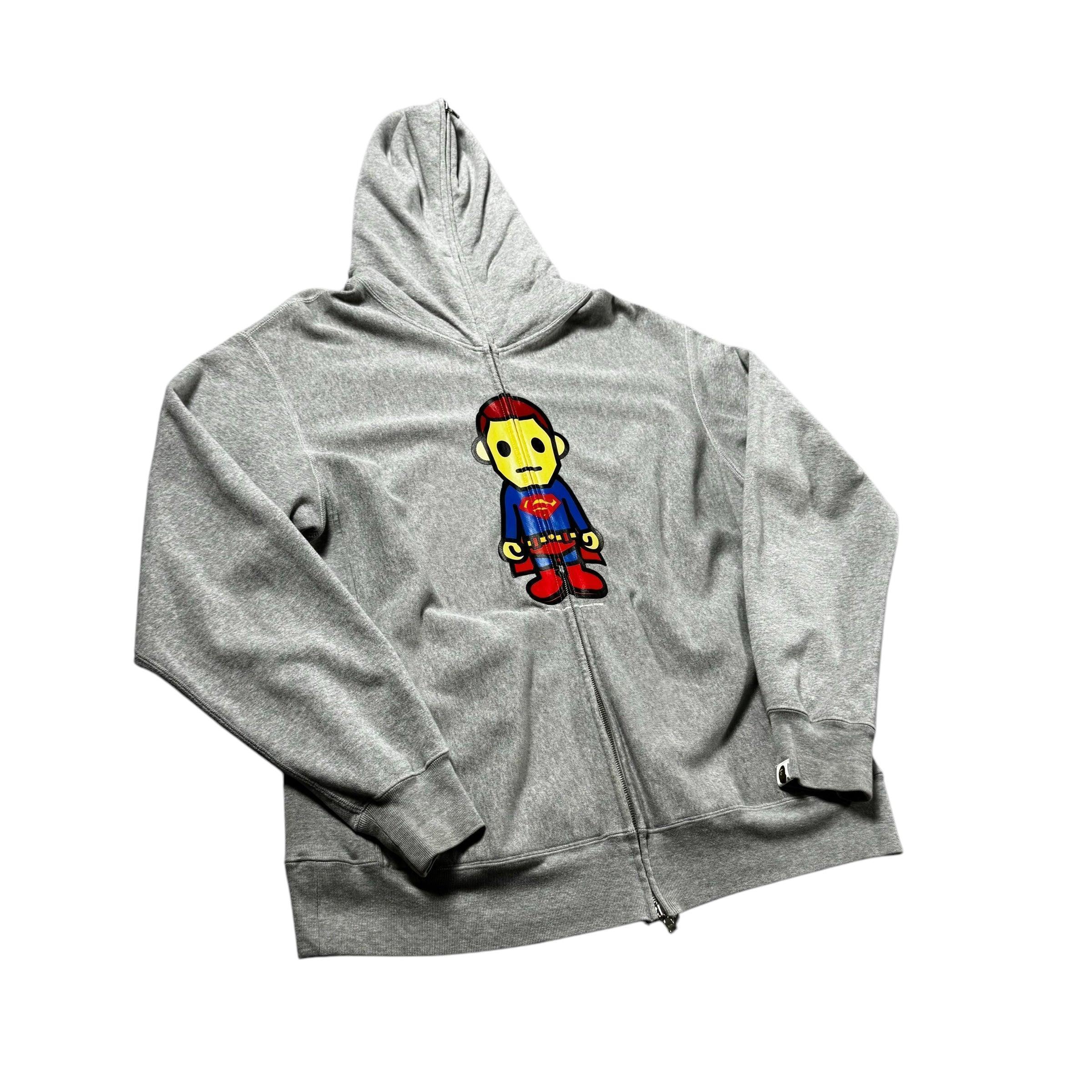 Grey A Bathing Ape (BAPE) x Marvel Superman Hoodie - L
