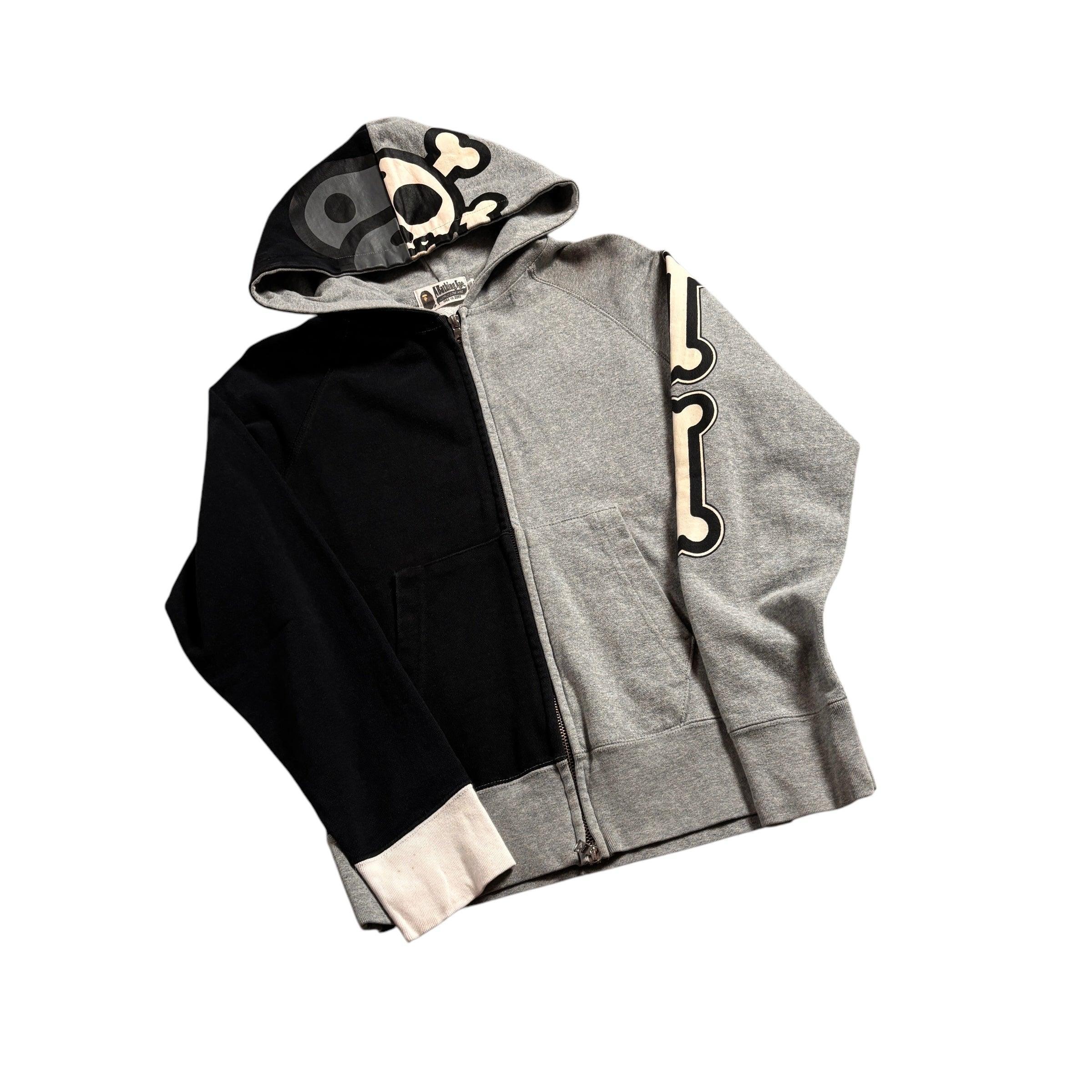 Navy Blue + Grey A Bathing Ape (BAPE) Zip Up Hoodie - S