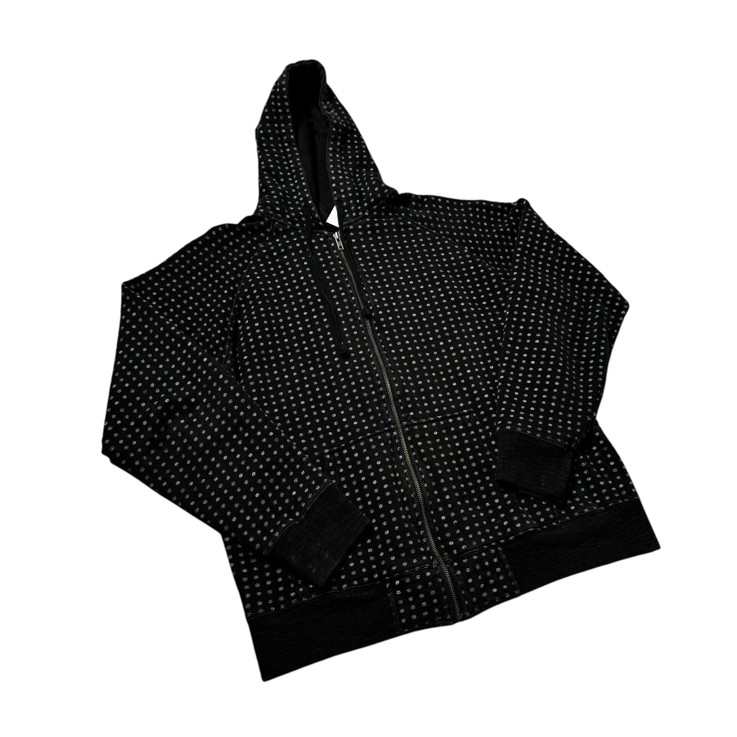 Black Stussy Zip Up Hoodie - M