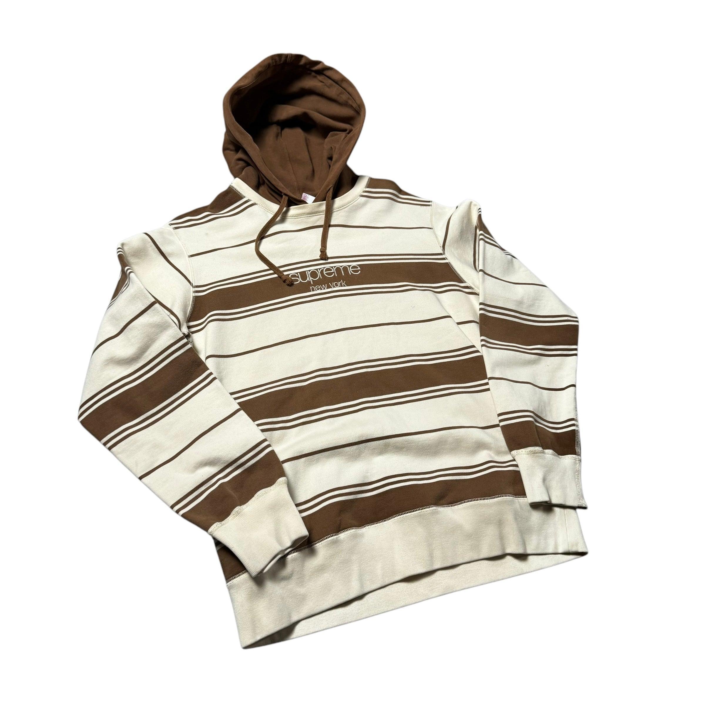 Brown + White Supreme Hoodie - M