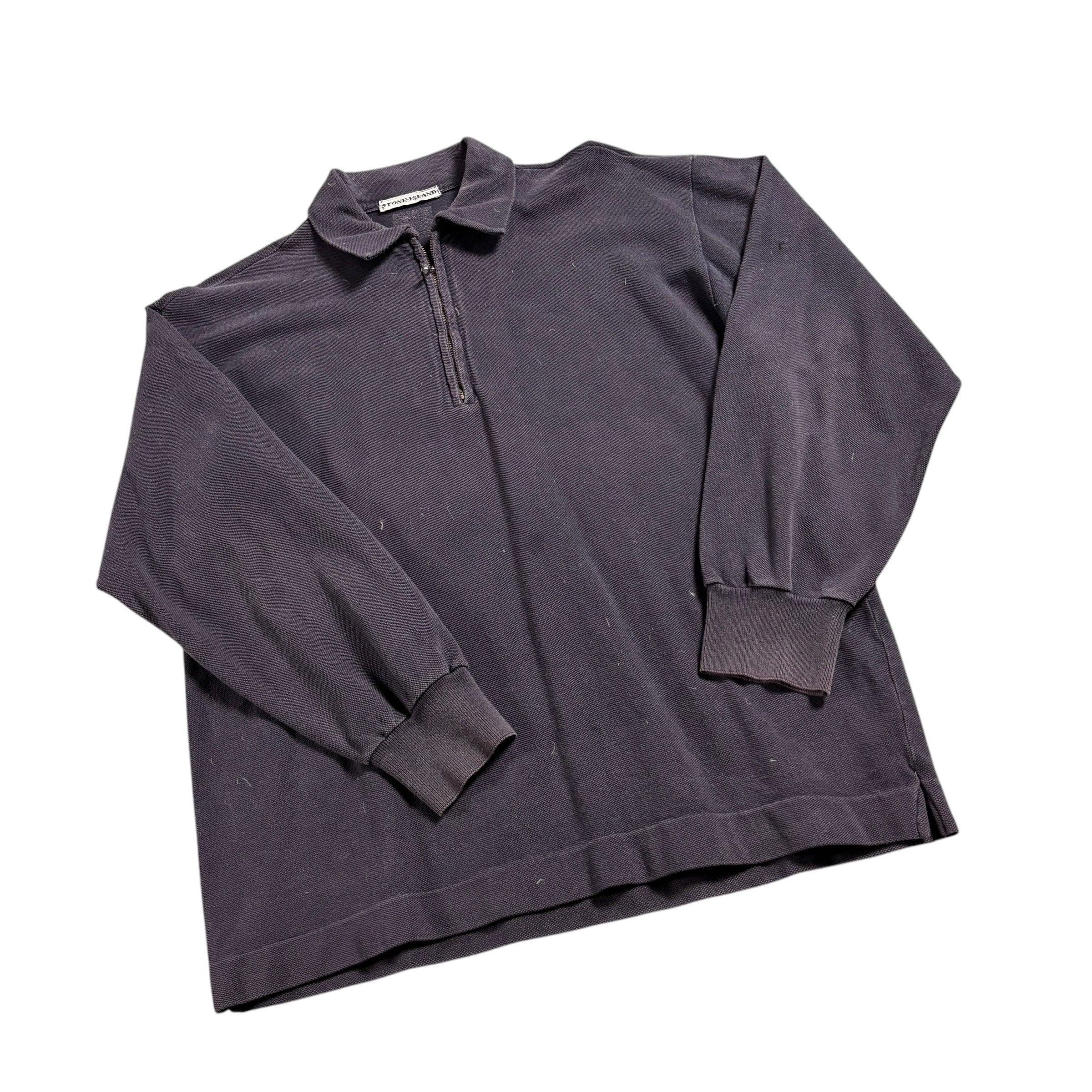 Vintage Navy Blue Stone Island 1/4 Zip Sweatshirt - M