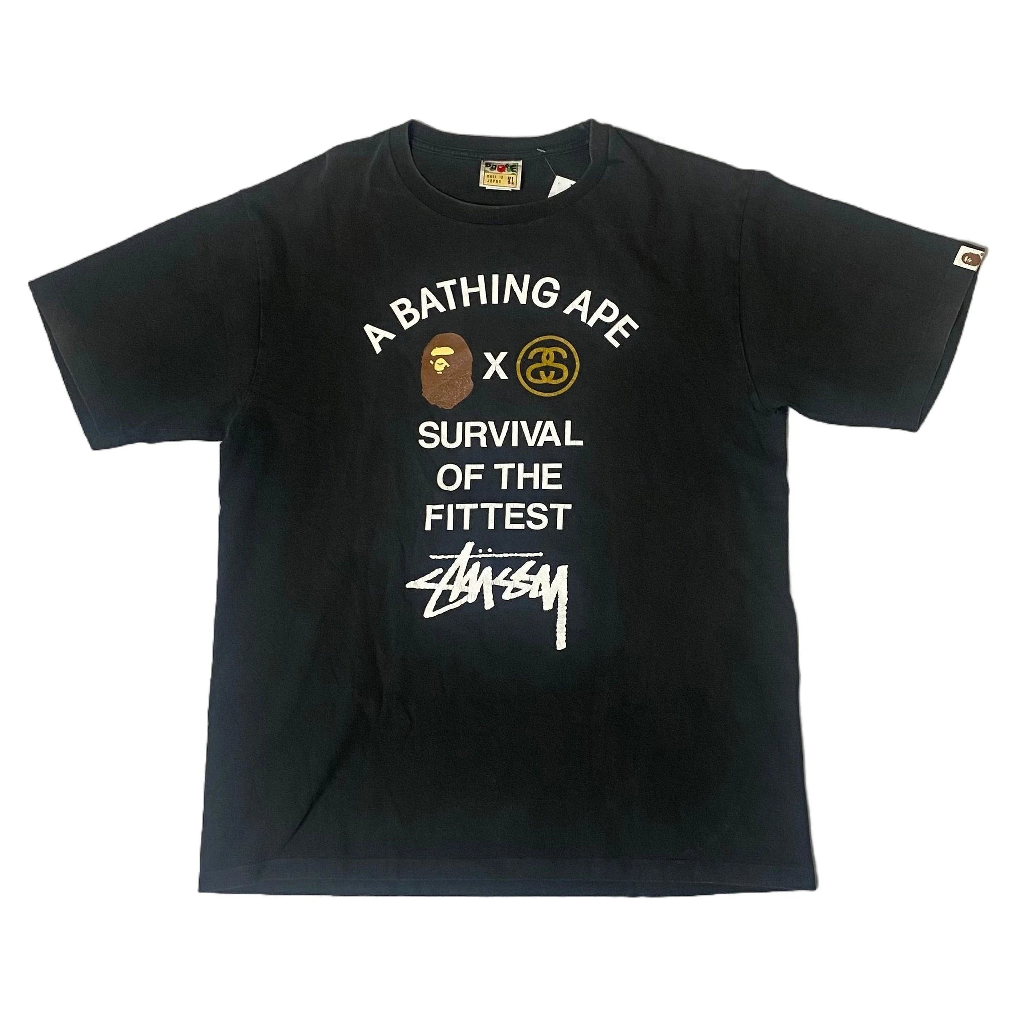 Black A Bathing Ape (BAPE) x Stussy Tee - XL | The Streetwear Studio