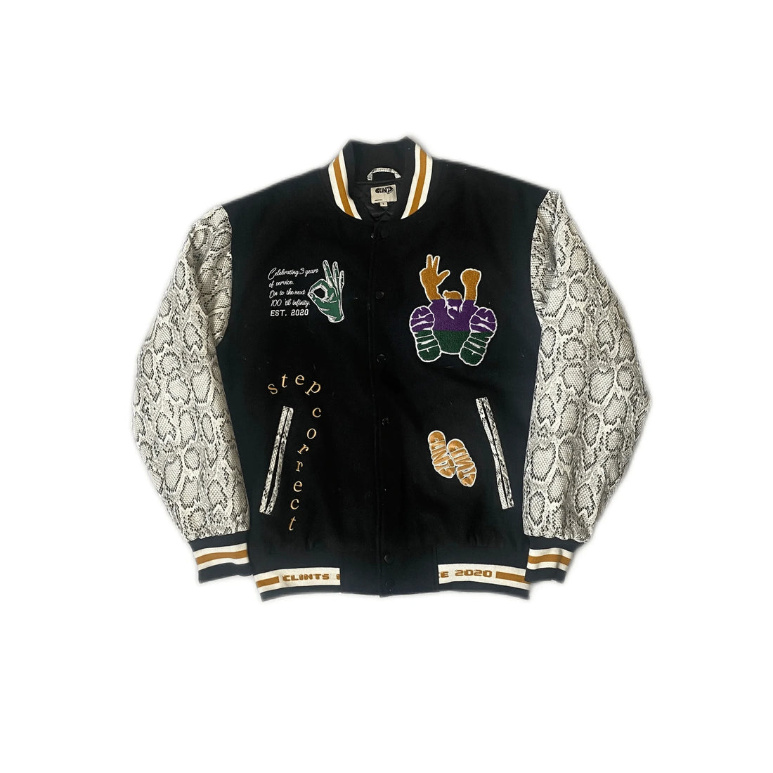 Black Clint's 3 Year Anniversary Varisity Jacket - S | The Streetwear Studio